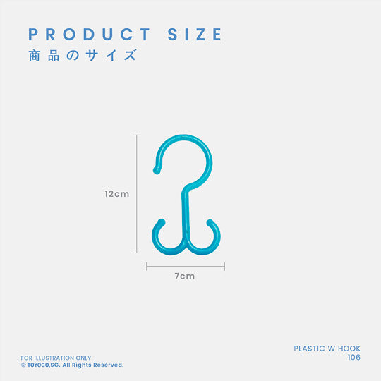 8S Plastic W Hook (106 Pack) - Heavy Duty Hanging Hooks for Home, Office, Garage Organization and Storage Solutions