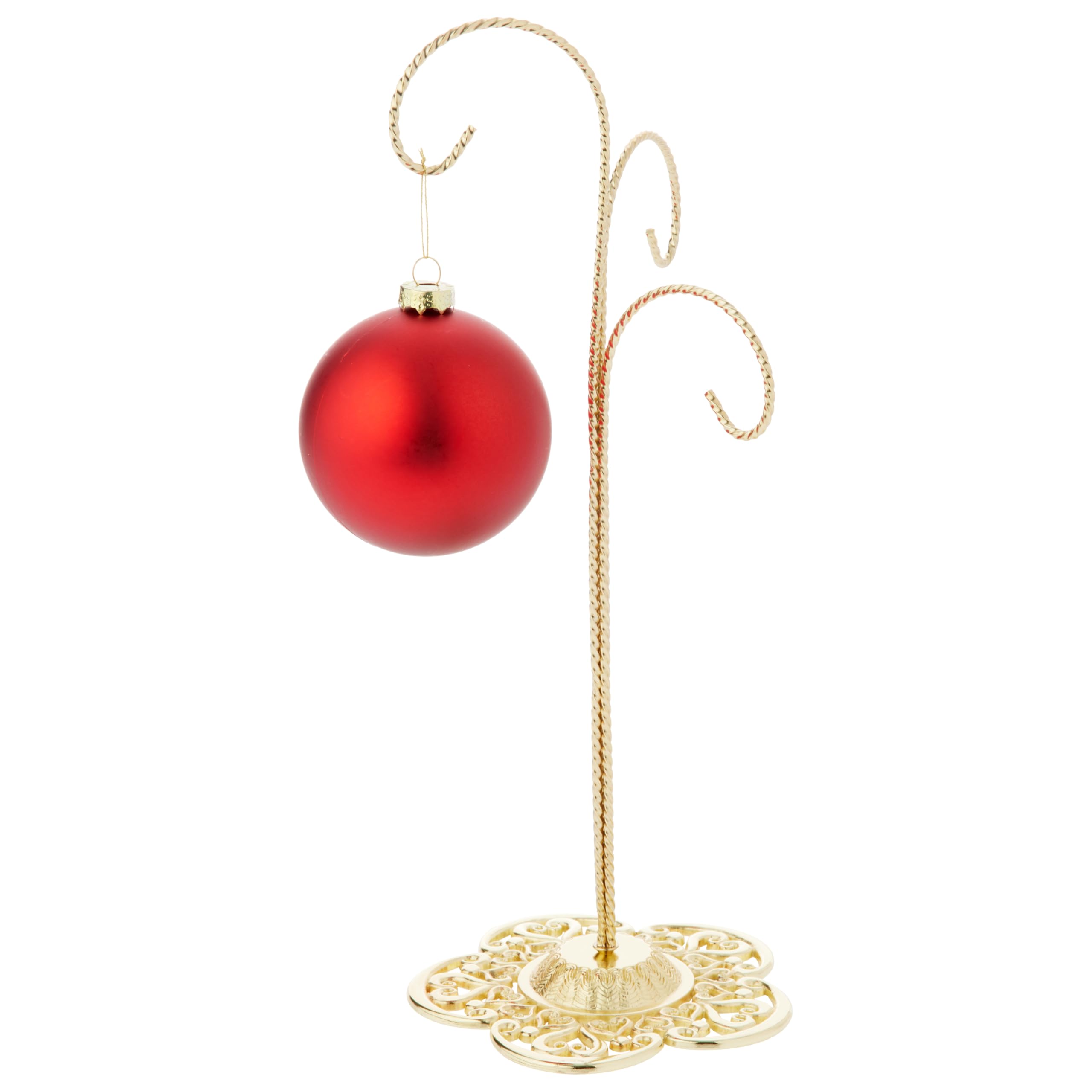 Bard's Filigree 3-Arm Gold-Toned Ornament Stand - 12.75 Inch Height, 5 Inch Width & Depth - Set of 3 - Perfect for Christmas Tree Decorations, Holiday Centerpieces & Home Décor