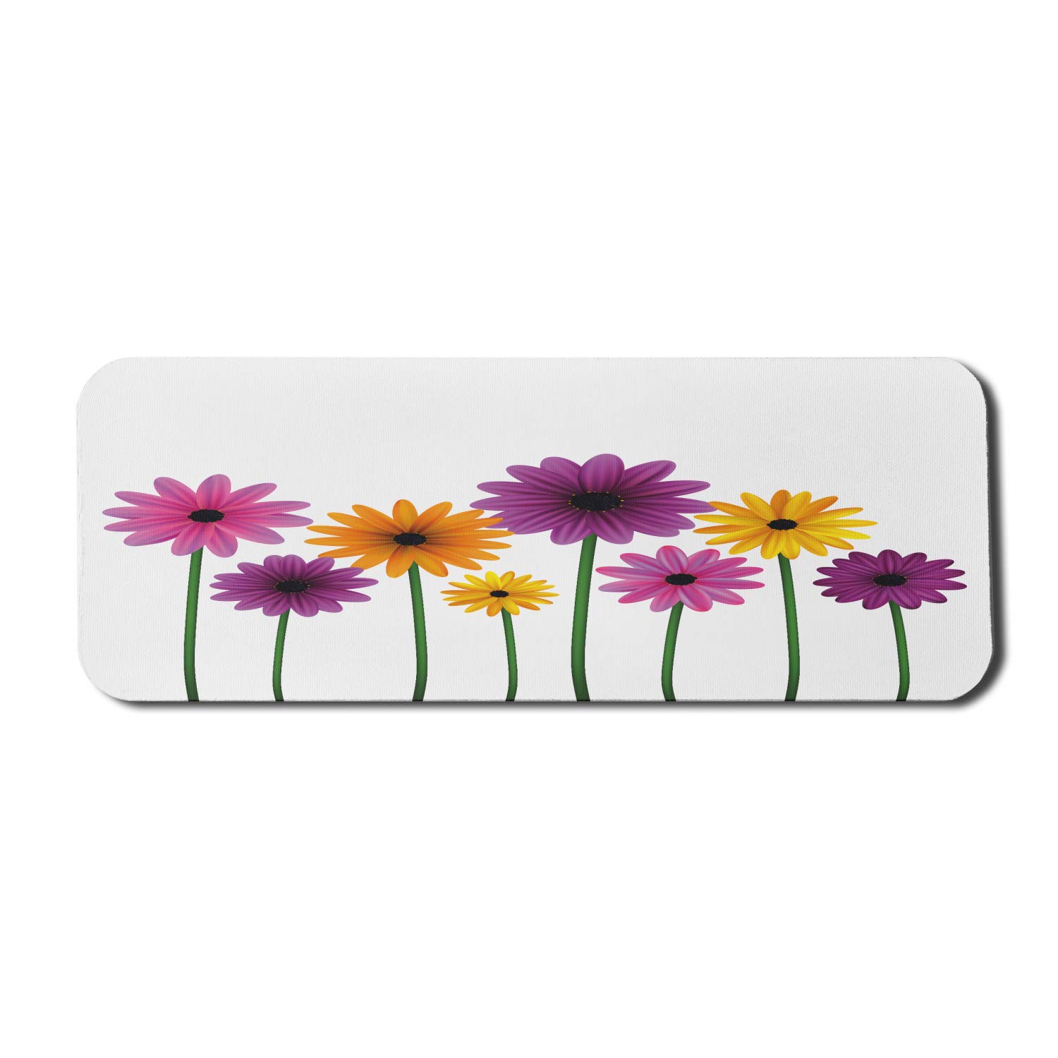 Ambesonne Gerber Daisy Computer Mouse Pad - Colorful Spring Flowers Design, Non-Slip Rubber Base, Large 31