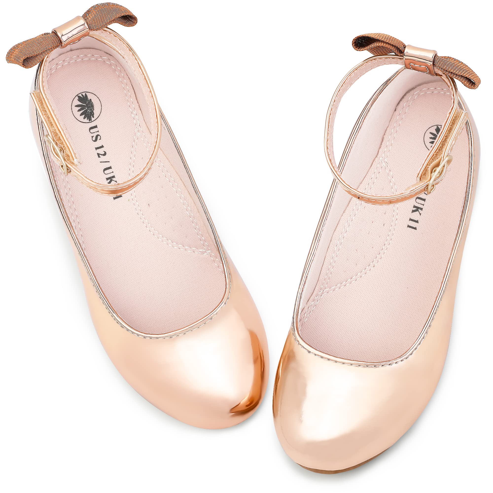 NCCB Girls Mary Jane Flats - Comfortable School Shoes for Kids with Ankle Strap - Perfect for Wedding, Party & Dressy Occasions - Toddler to Big Girl Sizes Available