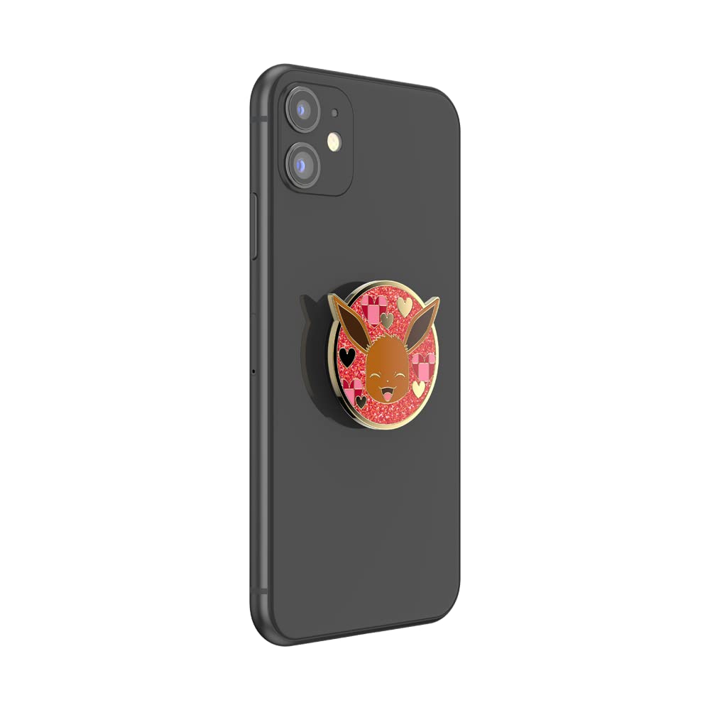 PopSockets PopGrip with Interchangeable Top - Pokémon Eevee XOXO Enamel Design - Phone & Tablet Stand, Grip Holder for iPhone, Samsung - Perfect for Gaming, Selfies, and Hands-Free Viewing