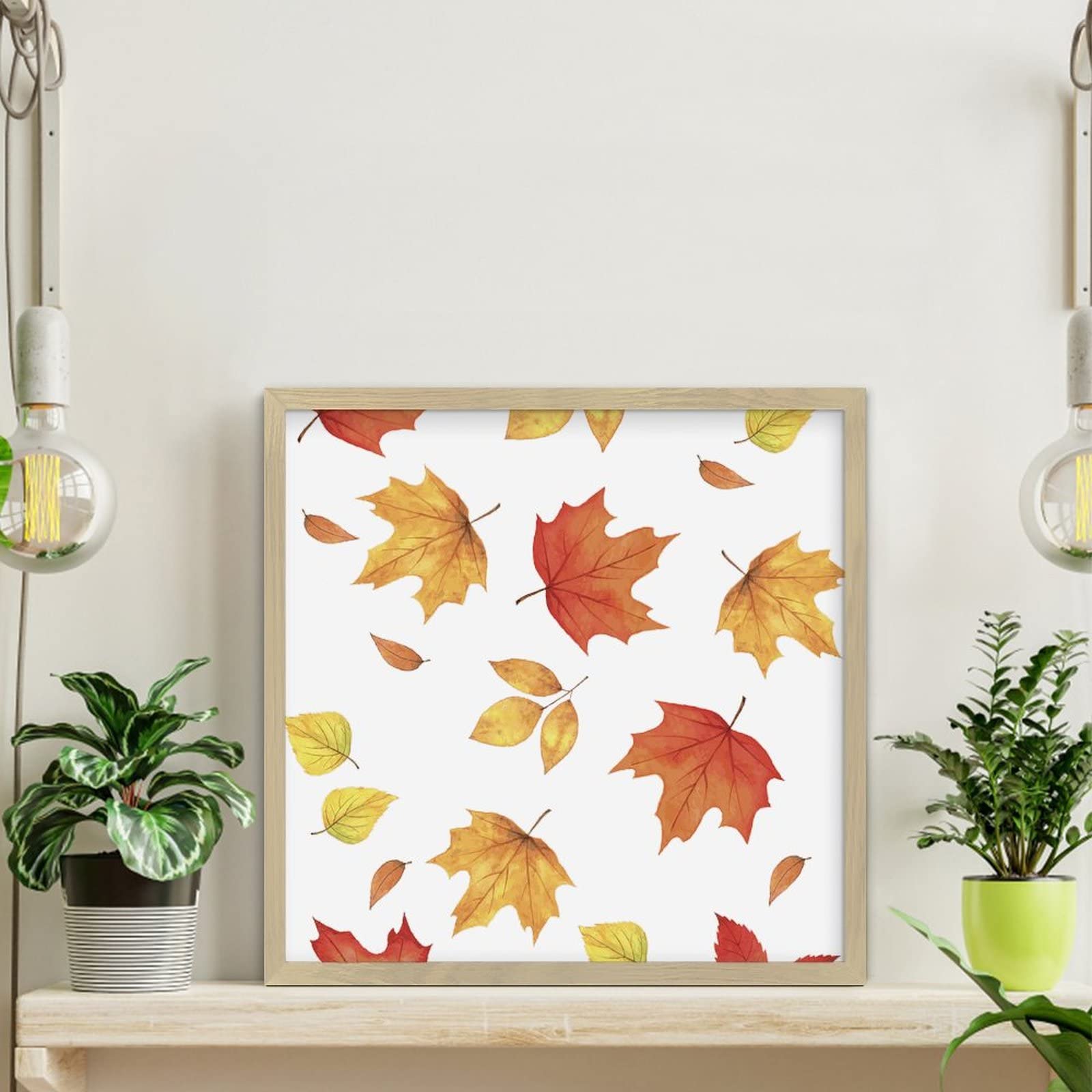 Thanksgiving Fall Maple Leaves Wooden Sign - Rustic Harvest Autumn Decor with Distressed Wood Frame - 12x12 Inch Wall Hanging for Bedroom, Living Room, or Front Door - Perfect Seasonal Gift for Birthdays and Holidays