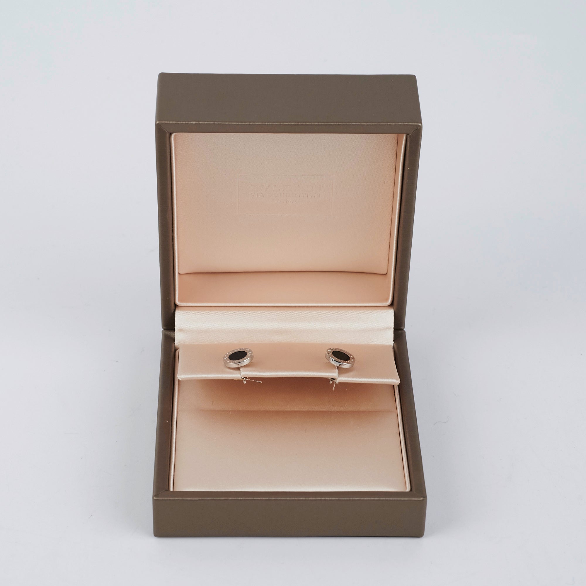 Bvlgari White Gold Onyx Stud Earrings for Women - Luxury 18K Gold Black Onyx Jewelry - Perfect for Parties, Weddings & Special Occasions