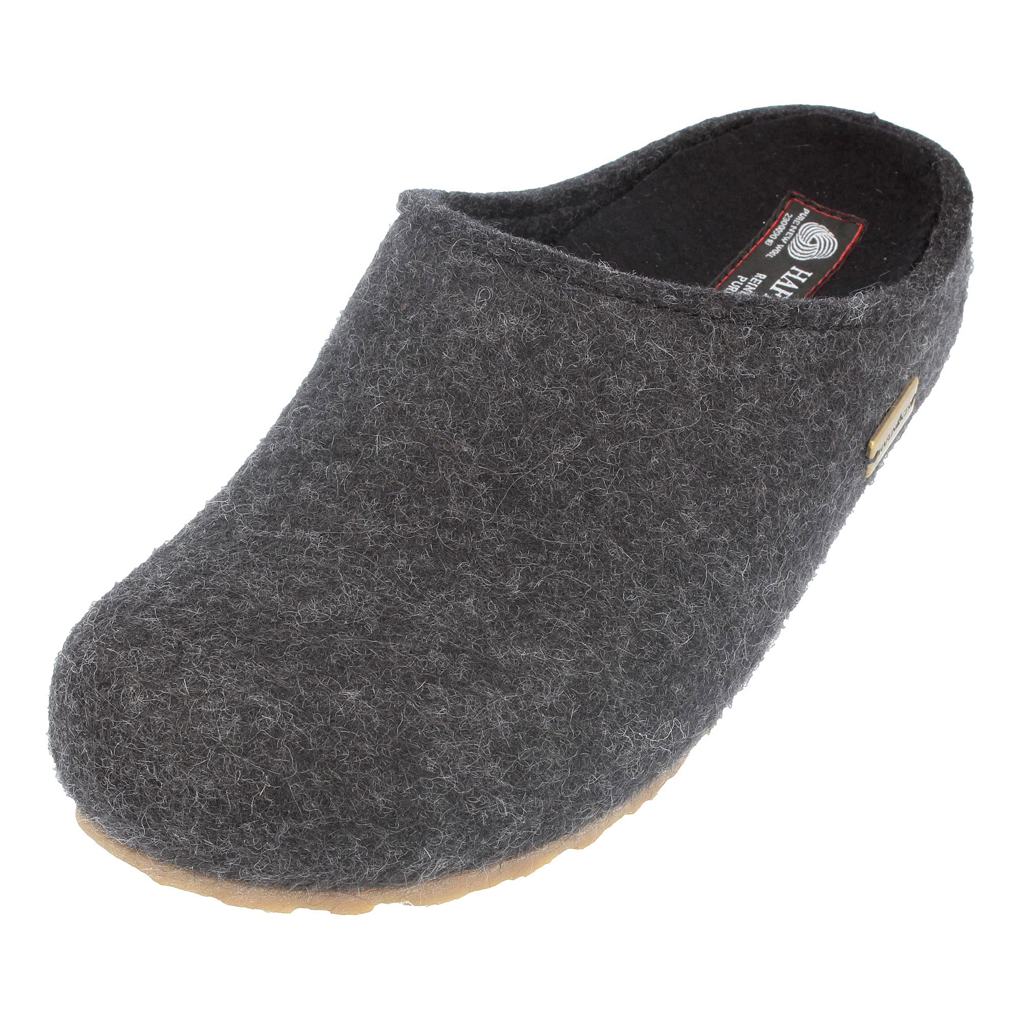 HAFLINGER Men's Low-Top Slippers - Grey Graphit 377 - Size 7.5 US - Comfortable House Shoes for Indoor & Outdoor Use - Perfect for Relaxing at Home, Running Errands, or Traveling