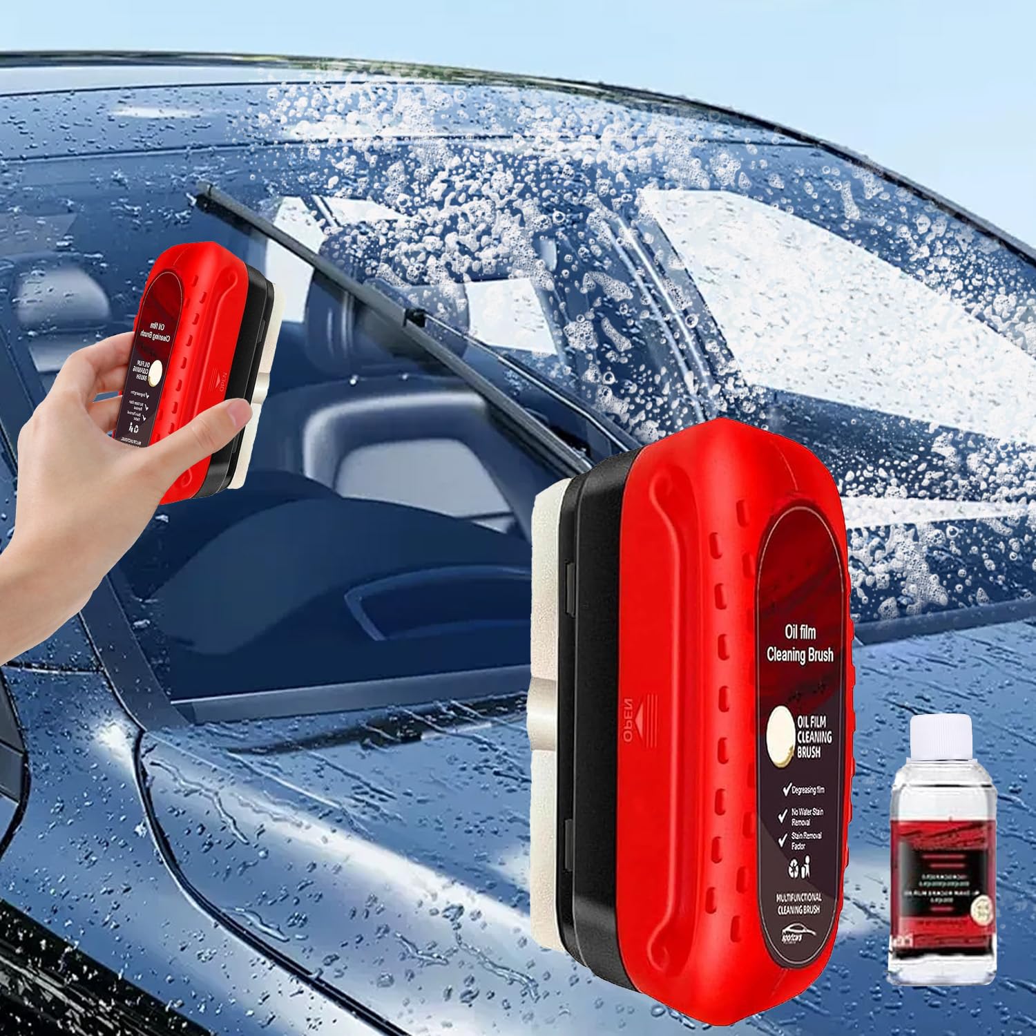 Fululuer Automotive Oil Film Cleaning Brush - Professional Windshield Glass Cleaner Tool for Quick Stain Removal | Perfect for Car, Truck & RV Windshield Maintenance