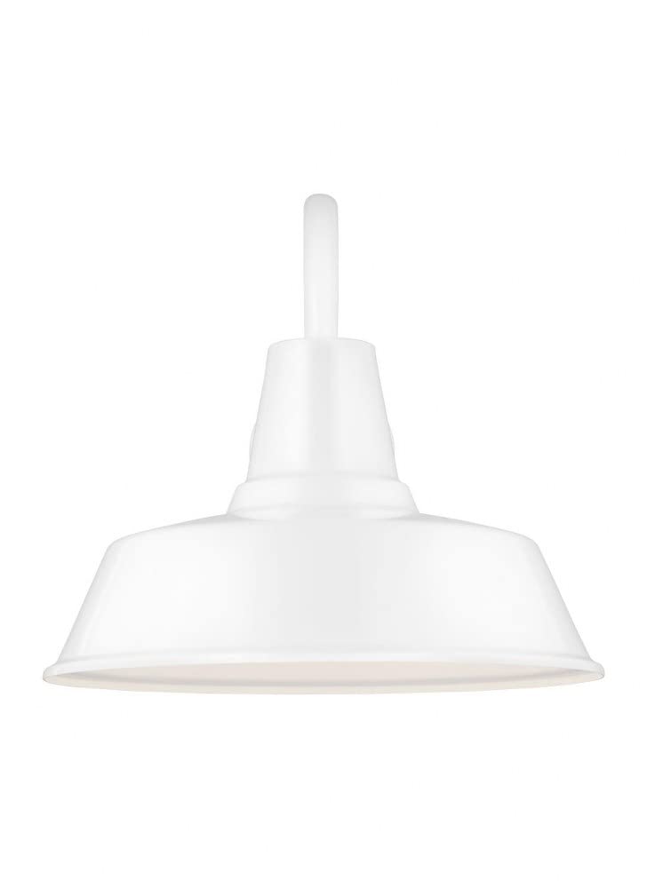 Generation Lighting 1-Light Gooseneck Barn Light - White Outdoor Wall Lamp (Model 8837401-15) | Dark Sky Compliant Farmhouse Exterior Lighting | Dimmable LED Compatible for Porch, Garage & Patio Decor