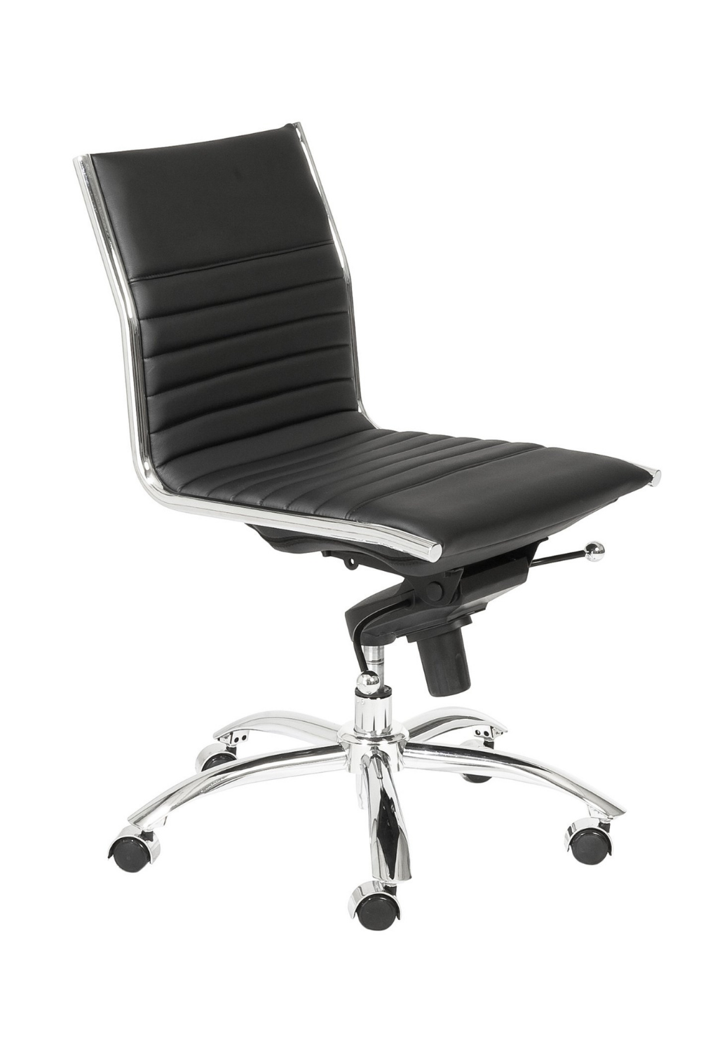 Euro Style Dirk Low Back Office Chair - Armless Ergonomic Design with Chrome Steel Base for Home, Office & Workspace Comfort