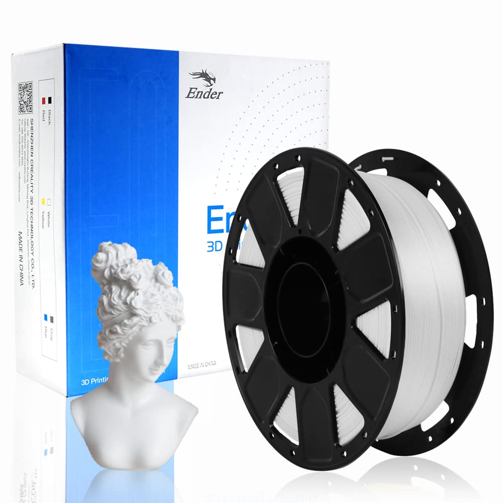Creality Official Ender PLA Filament 1.75mm - Premium 3D Printer Filament with No-Tangling & High Toughness, 1kg Spool (2.2lbs), ±0.02mm Dimensional Accuracy, White - Compatible with Ender 3 V2 Neo/Ender 3 S1 Pro - Perfect for Home DIY, Prototyping & Educational 3D Printing Projects