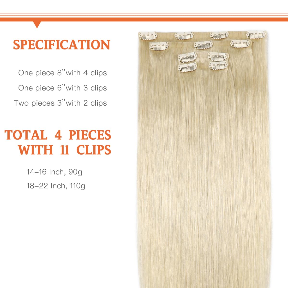 Silky Straight Clip-in Remy Human Hair Extensions for Women - 18 Inch Natural Black Hair Weft for Length & Volume - Perfect for Parties, Weddings & Daily Styling