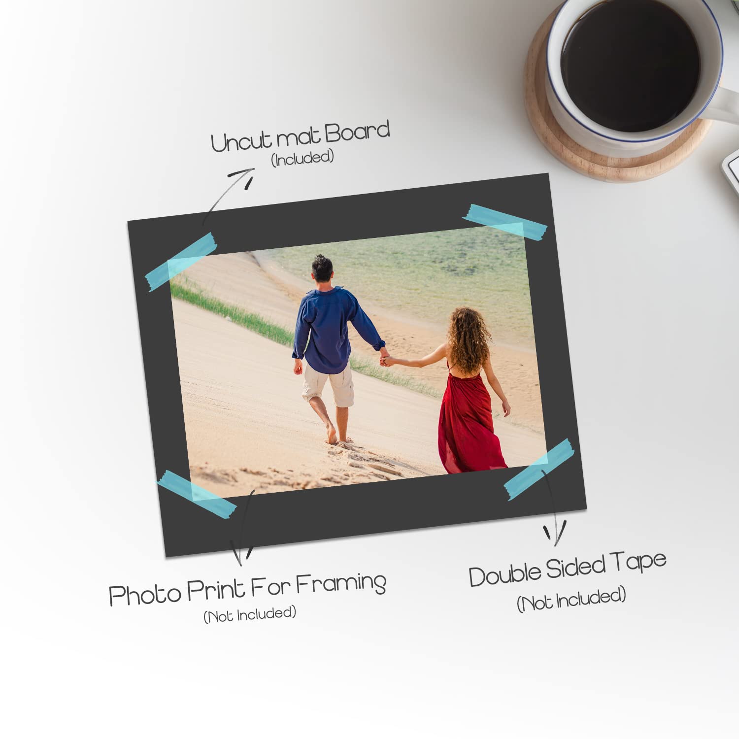 Golden State Art 11x17 Black Uncut Mat Board - Pack of 25 Acid-Free White Core Photo Mats for Framing Pictures & Artwork - Perfect for Home Decor, Gallery Displays & Professional Presentations