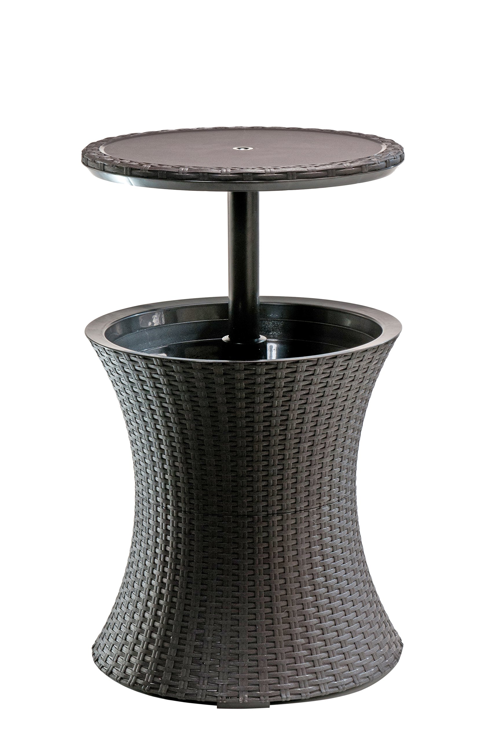 Keter Pacific Cool Bar - Outdoor Patio Furniture with 7.5 Gallon Beverage Cooler & Hot Tub Side Table - Espresso Brown - Perfect for Backyard BBQs, Pool Parties & Outdoor Entertaining
