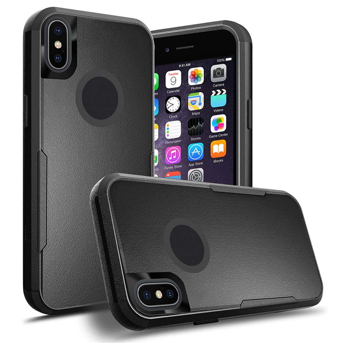 Custom iPhone Xs Max Shockproof Phone Case - 3-Layer Protective Cover with Multi-Photo Design, Scratch-Resistant & Personalized Gift Option (Black) - Perfect for Travel, Work & Everyday Protection