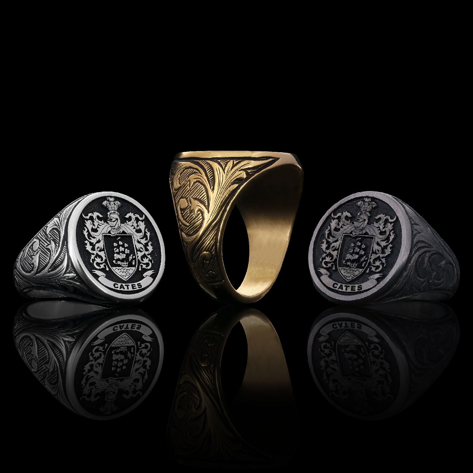 Personalized Coat of Arms Signet Ring - Custom Engraved Family Crest Ring with Celtic Design - Unique Gift for Men & Women - Perfect for Weddings, Anniversaries and Family Heirlooms