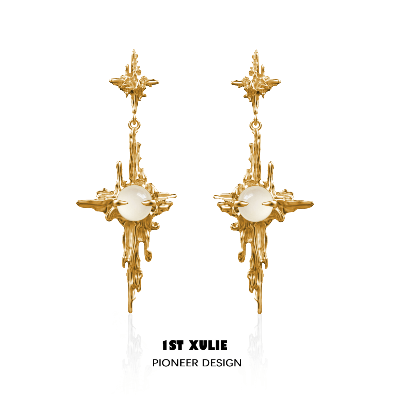 24K Gold Plated Natural White Agate Pendant & S925 Sterling Silver Earrings Set - Elegant Jewelry for Women, Perfect for Weddings, Parties & Daily Wear