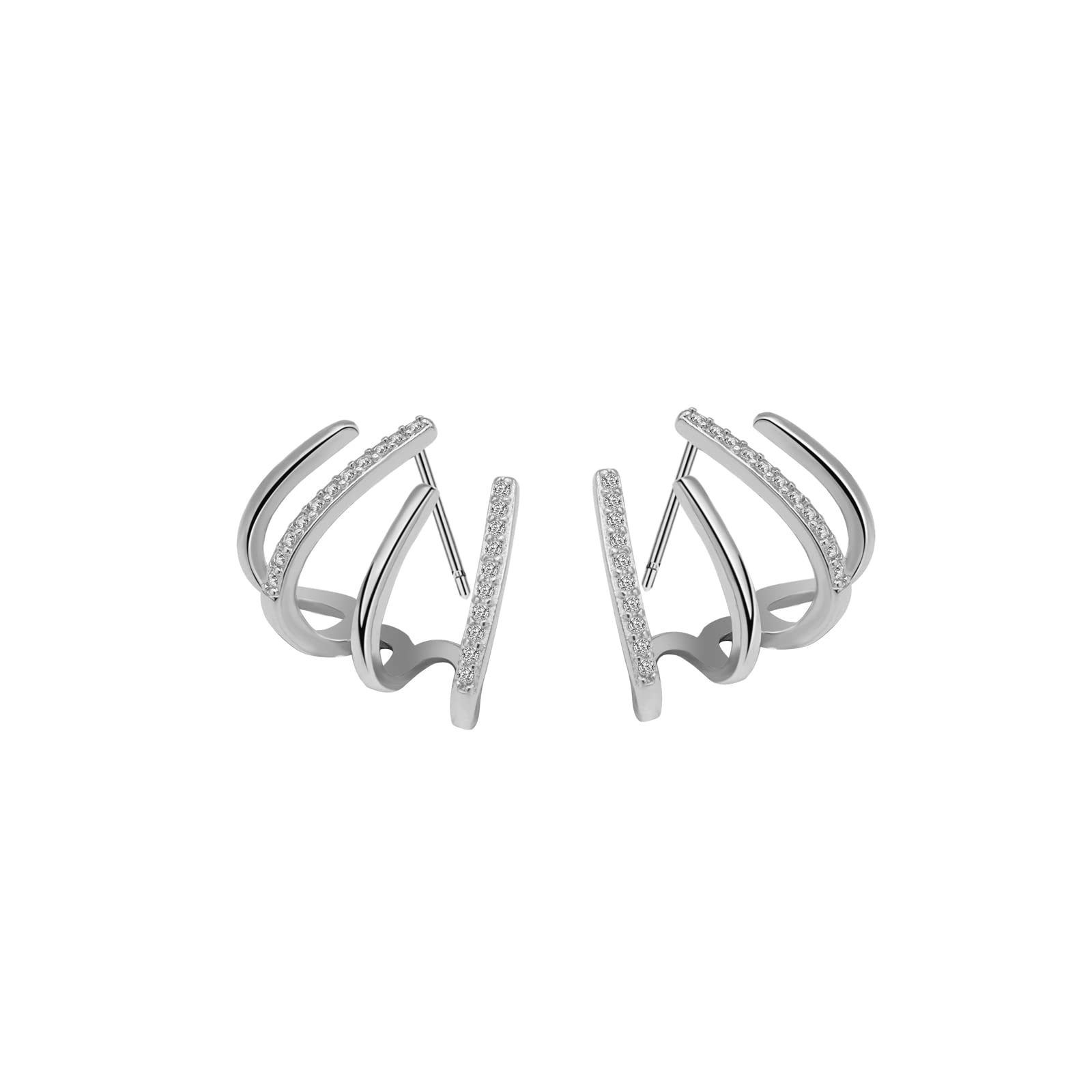 Zircon Needle Claw Ear Cuff for Women - Minimalist Dainty Tiny Ear Wrap Piercing Studs - Trendy Luxury Jewelry for Parties, Weddings & Everyday Wear
