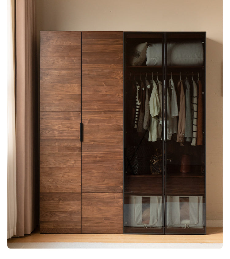 Premium Black Walnut Solid Wood Wardrobe & Storage Cabinet - Spacious Closet Organizer for Bedroom, Living Room, and Office