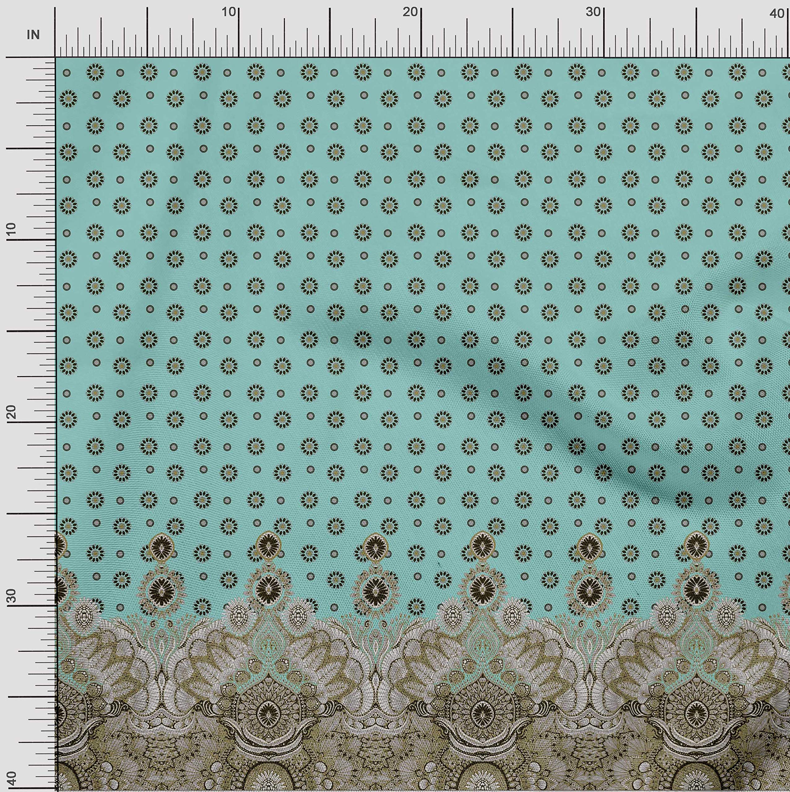Soimoi Moss Green Georgette Fabric by The Yard - 42 Inch Wide - Artistic Flower Panel Printed Canvas - Perfect for DIY Dresses, Curtains, and Home Decor Projects