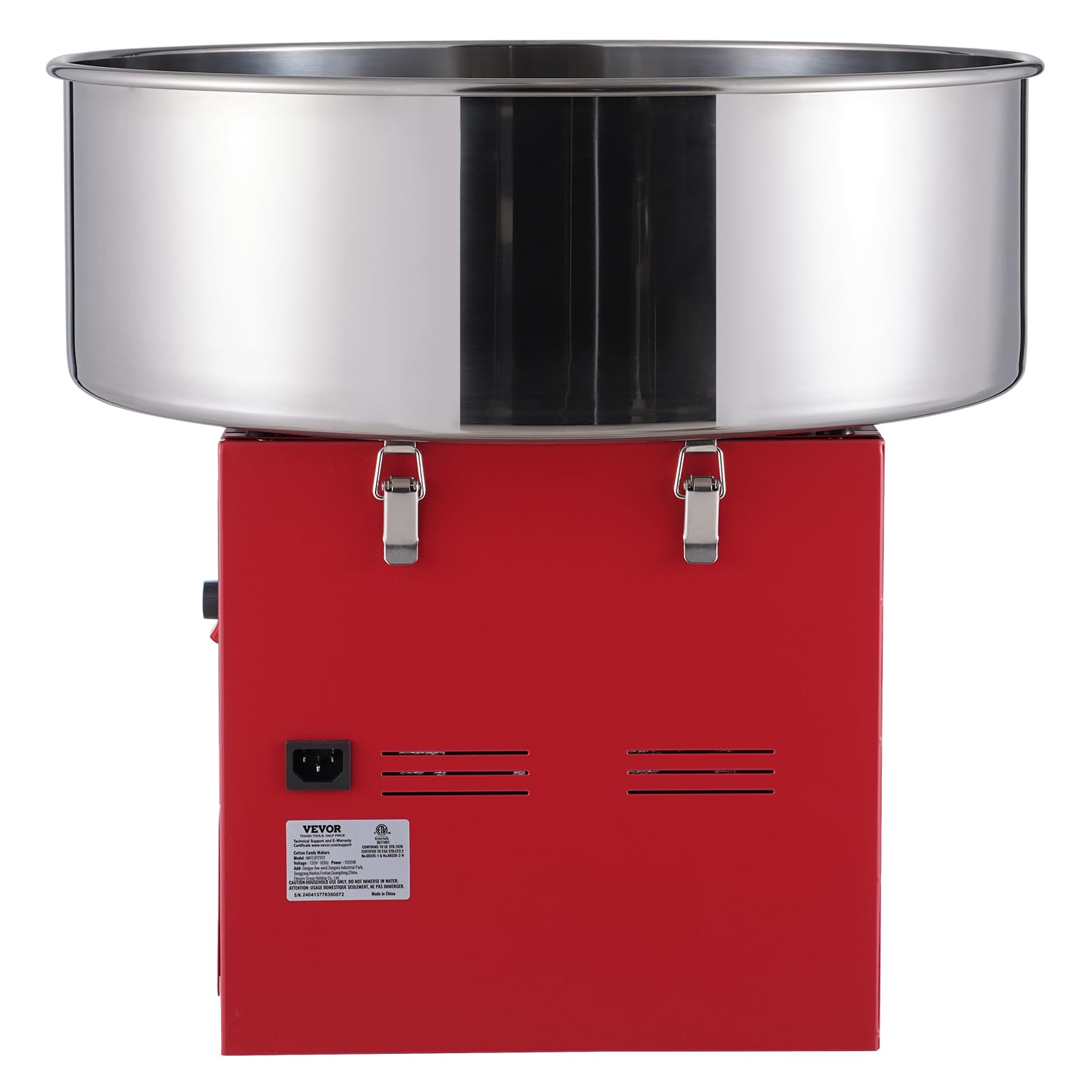VEVOR 1000W Commercial Electric Cotton Candy Machine with Stainless Steel Bowl, Sugar Scoop & Drawer - Perfect for Kids Birthday Parties, Family Gatherings, Carnival Events & Home Use (Red)