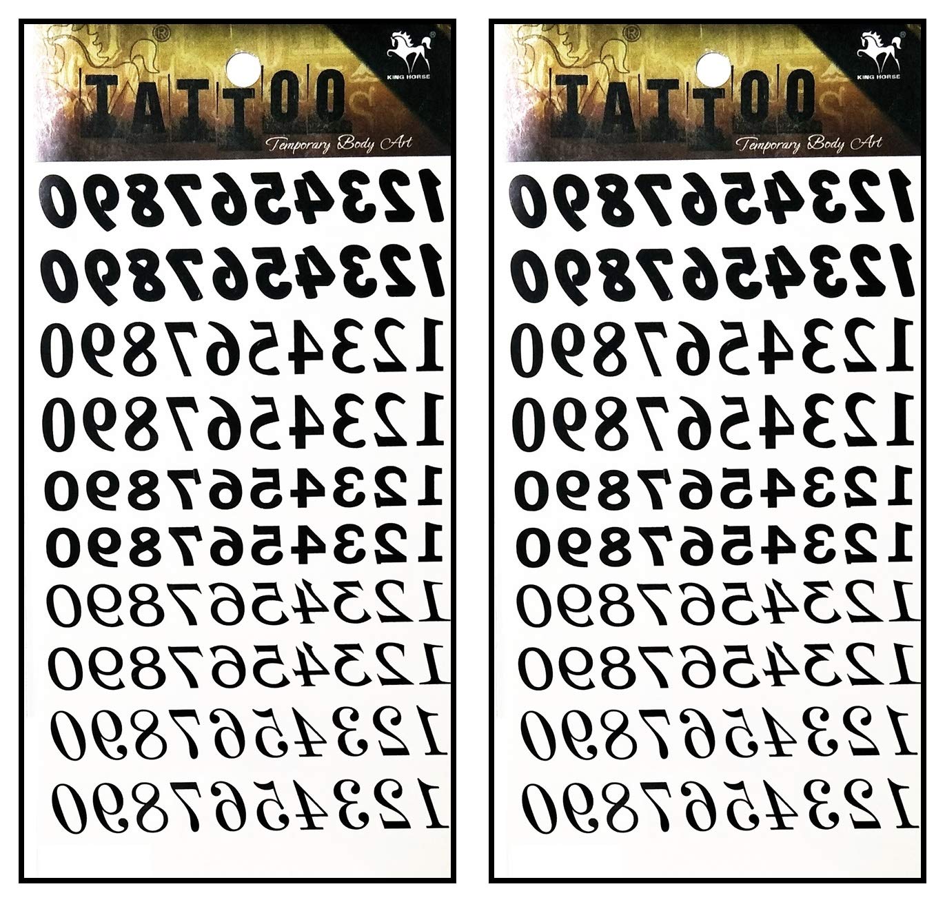 Vintage Temporary Tattoos 0-9 for Men & Women - Arm & Chest Stickers
