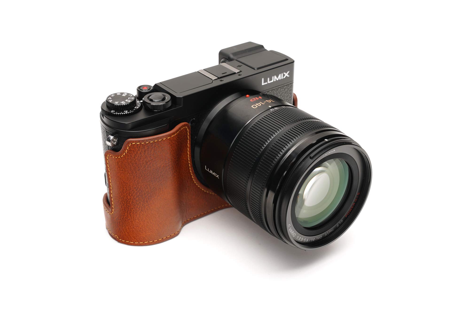 **Genuine Leather Camera Case for Panasonic Lumix DC-GX9 – Handmade Half Cover with Bottom Opening & Hand Strap (Lava Brown) – Perfect for Travel & Outdoor Photography**