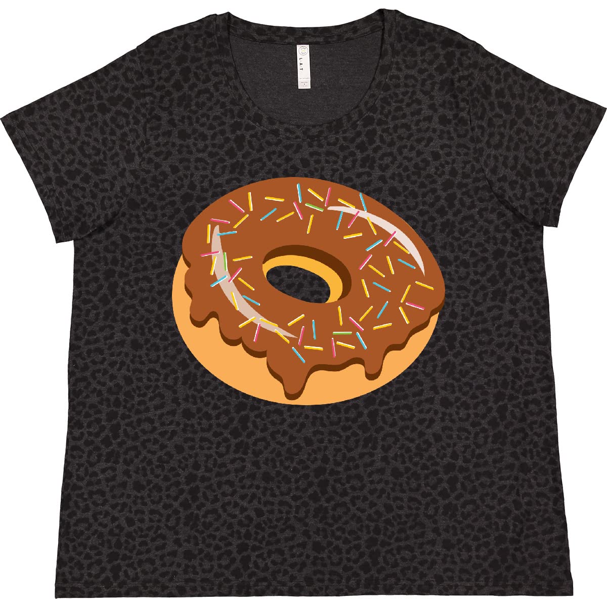 Inktastic Chocolate Donut with Sprinkles Women's Plus Size Graphic T-Shirt - Cute Funny Donut Lover Tee for Casual Wear, Lounge & Donut Shop Outfits