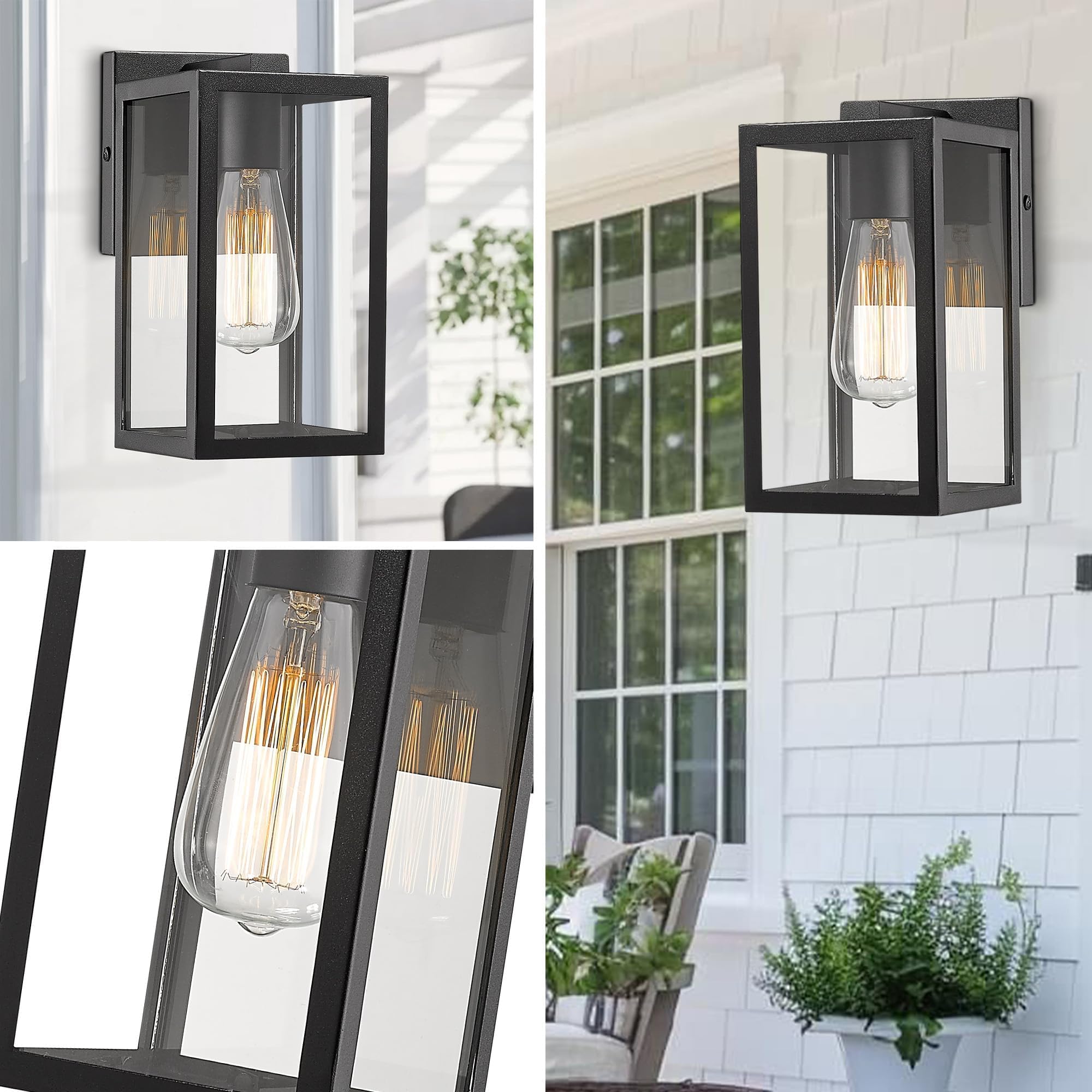 Bestshared Black Outdoor Wall Lanterns - 2 Pack Weatherproof Exterior Wall Sconce Lights for Porch, Patio, Garden, Barn & Storefront - Durable Outdoor Lighting Fixtures for Home & Commercial Use