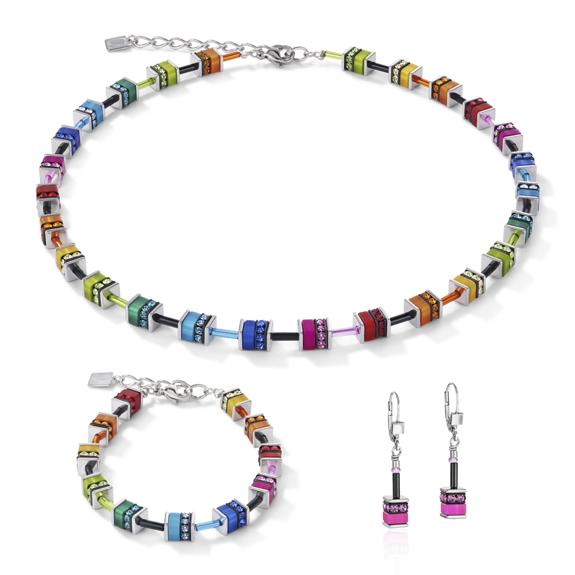 GeoCUBE Classic Polaris & Rhinestone Multicolor Necklace for Women - Elegant Crystal Pendant Jewelry for Parties, Weddings & Special Occasions