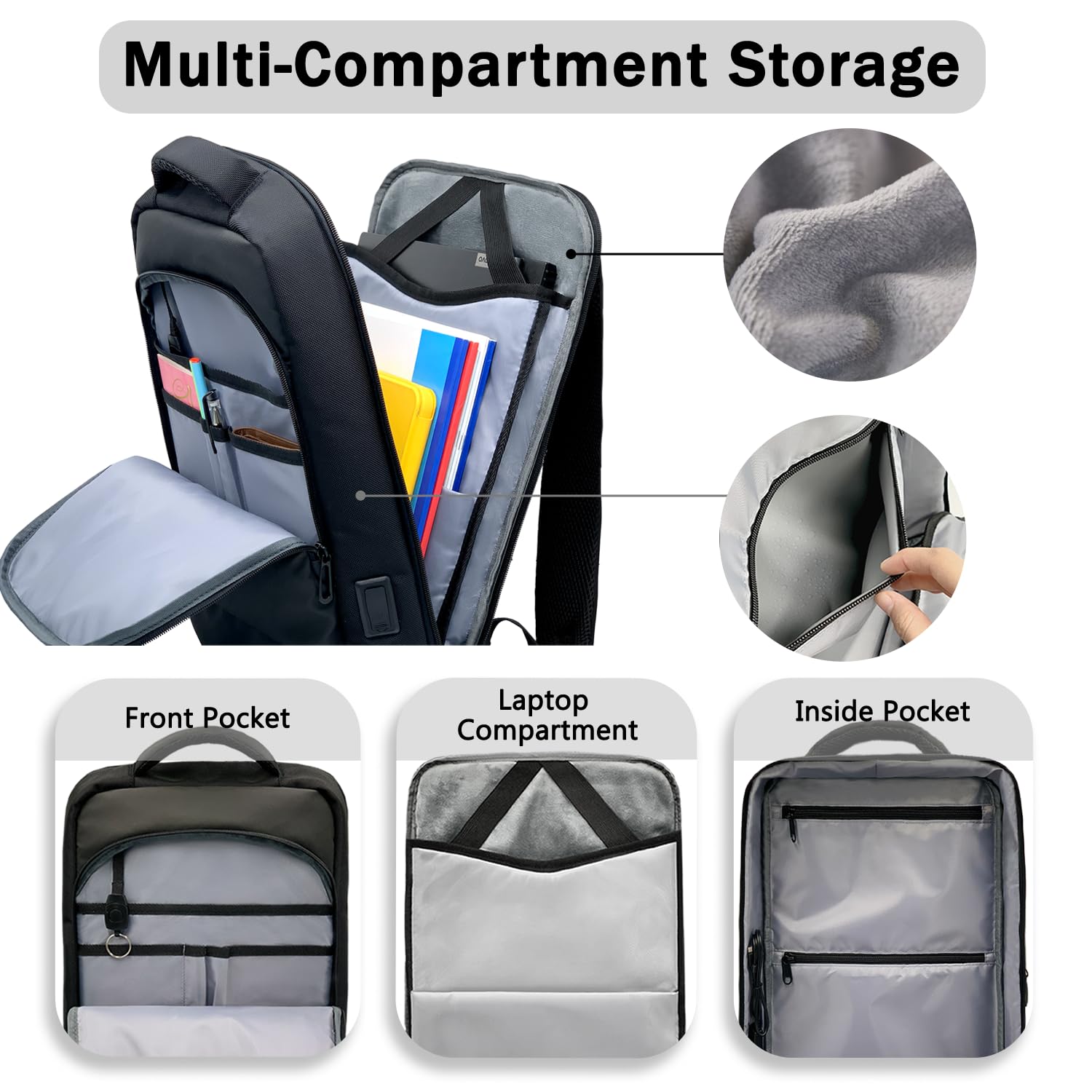 Slim Laptop Backpack for Men - Lightweight Anti-Theft Business Backpack with USB Charger Port, 15.6 Inch Professional Computer Bag for Work, Office & College | Perfect for Commuting, Business Travel & Daily Use