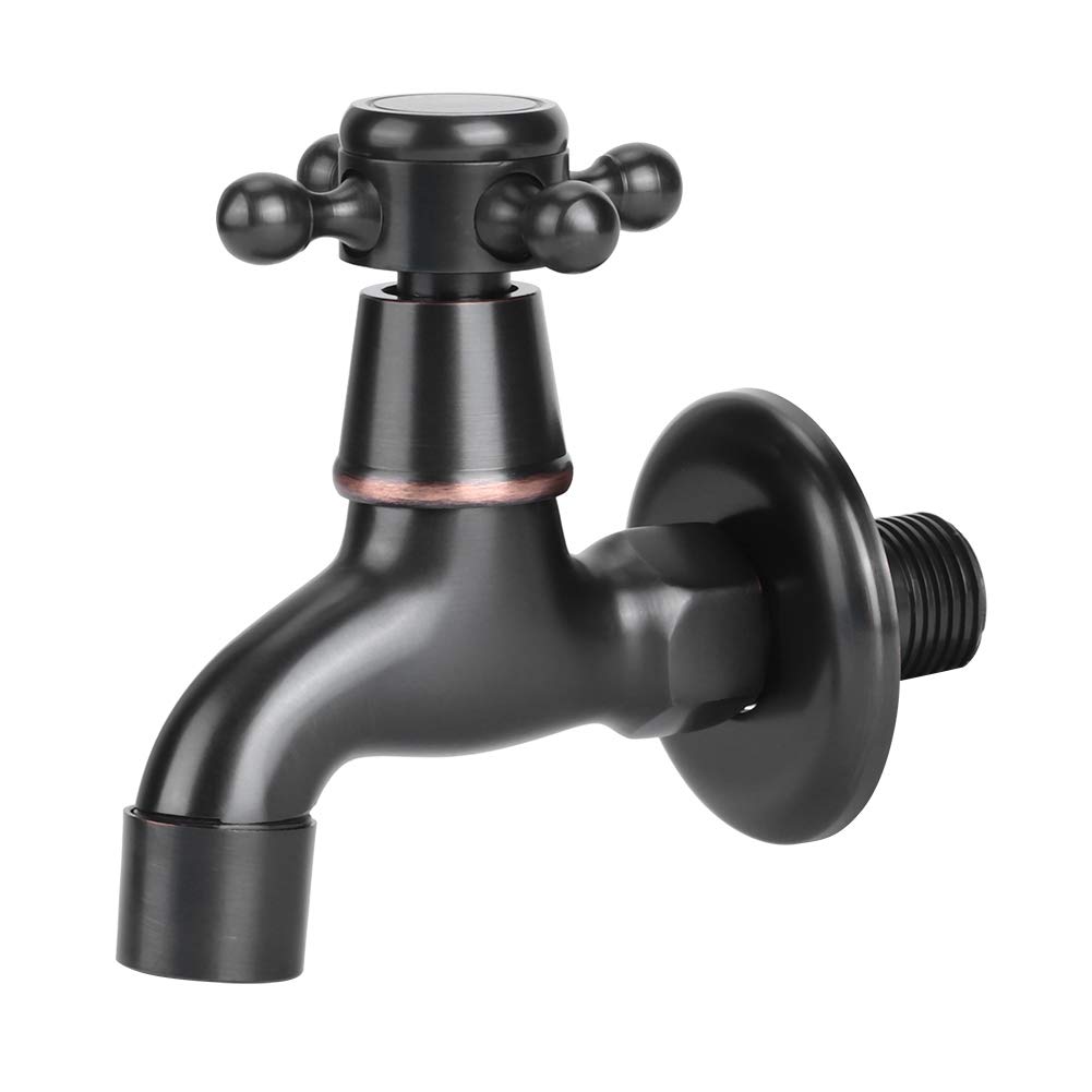 Outdoor Faucet - Stainless Steel Water Tap for Kitchen Sink, Pool & Mop Cleaning - Durable Short Black Faucet for Indoor & Outdoor Use - Perfect for Garden, Patio, and Utility Areas