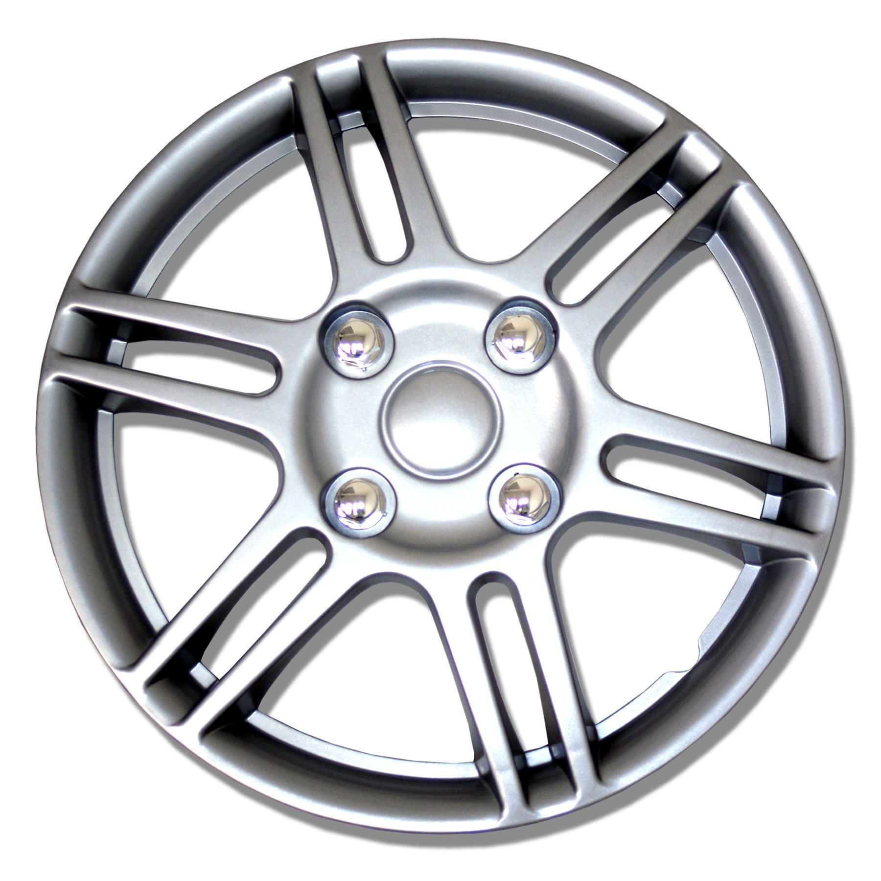 TuningPros WSC-004S14 14-Inch Silver Wheel Skin Covers (Set of 4) - Hubcaps for Cars, Trucks & SUVs - Enhance Vehicle Appearance & Protect Rims