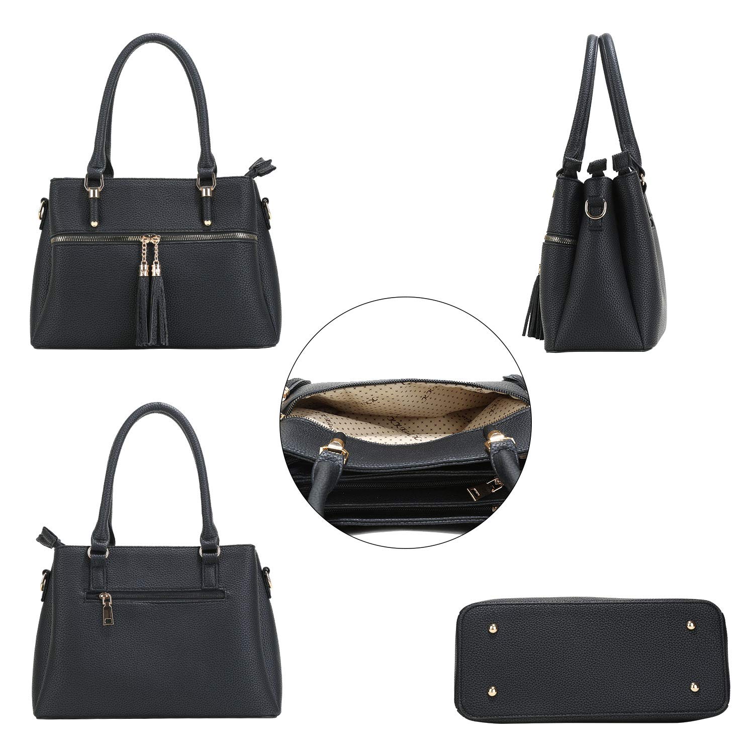 KKXIU Women's Leather Crossbody Bag with Zipper Pockets - Stylish Satchel Shoulder Purse for Work, Travel & Everyday Use