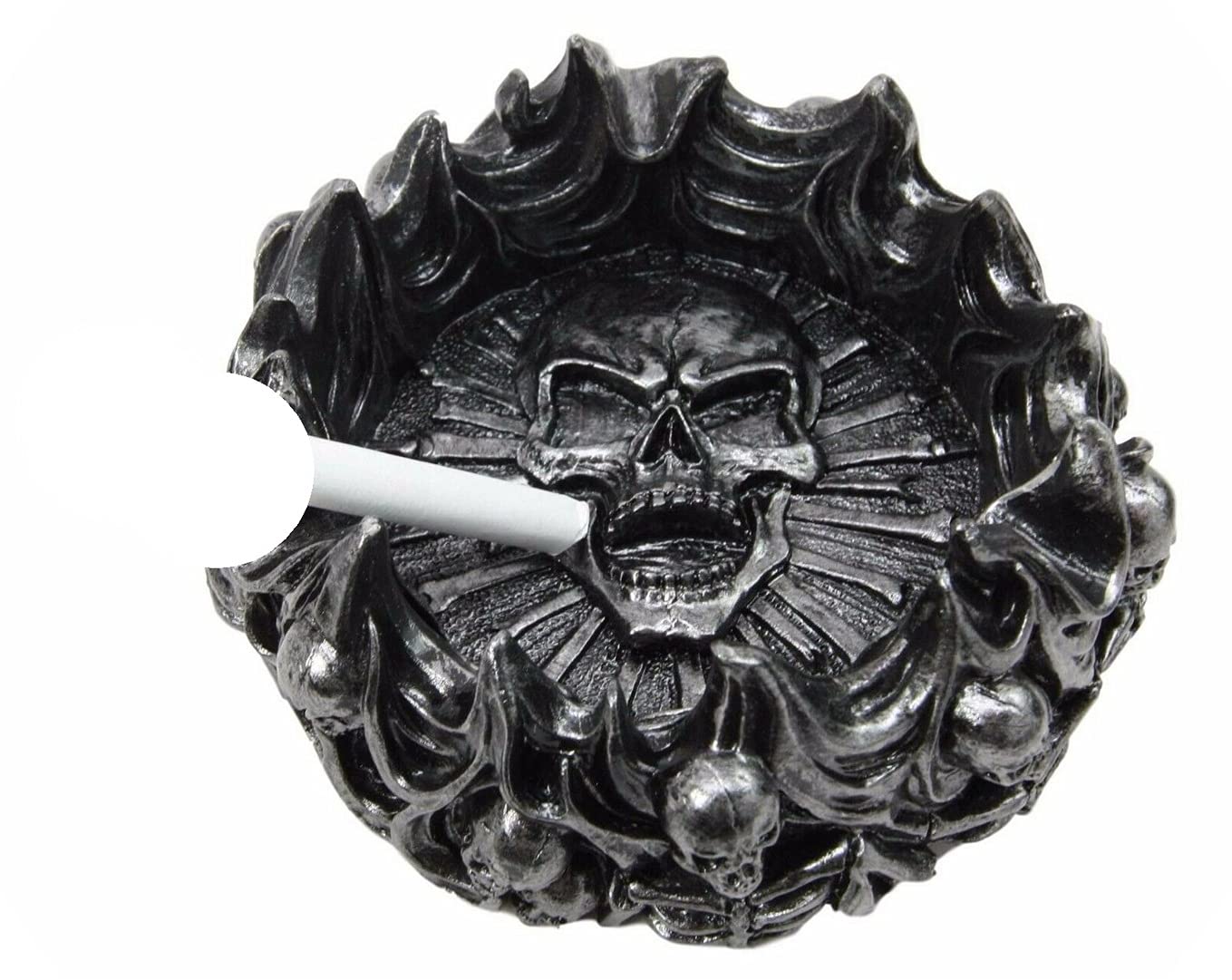 Unique Arch Devil Skull Face Fire Hell Bone Spiral Cigarette Ashtray Resin Figurine EB-1145GIF - Gothic Home Decor for Smoking Accessories, Man Cave, Halloween Party & Birthday Gifts