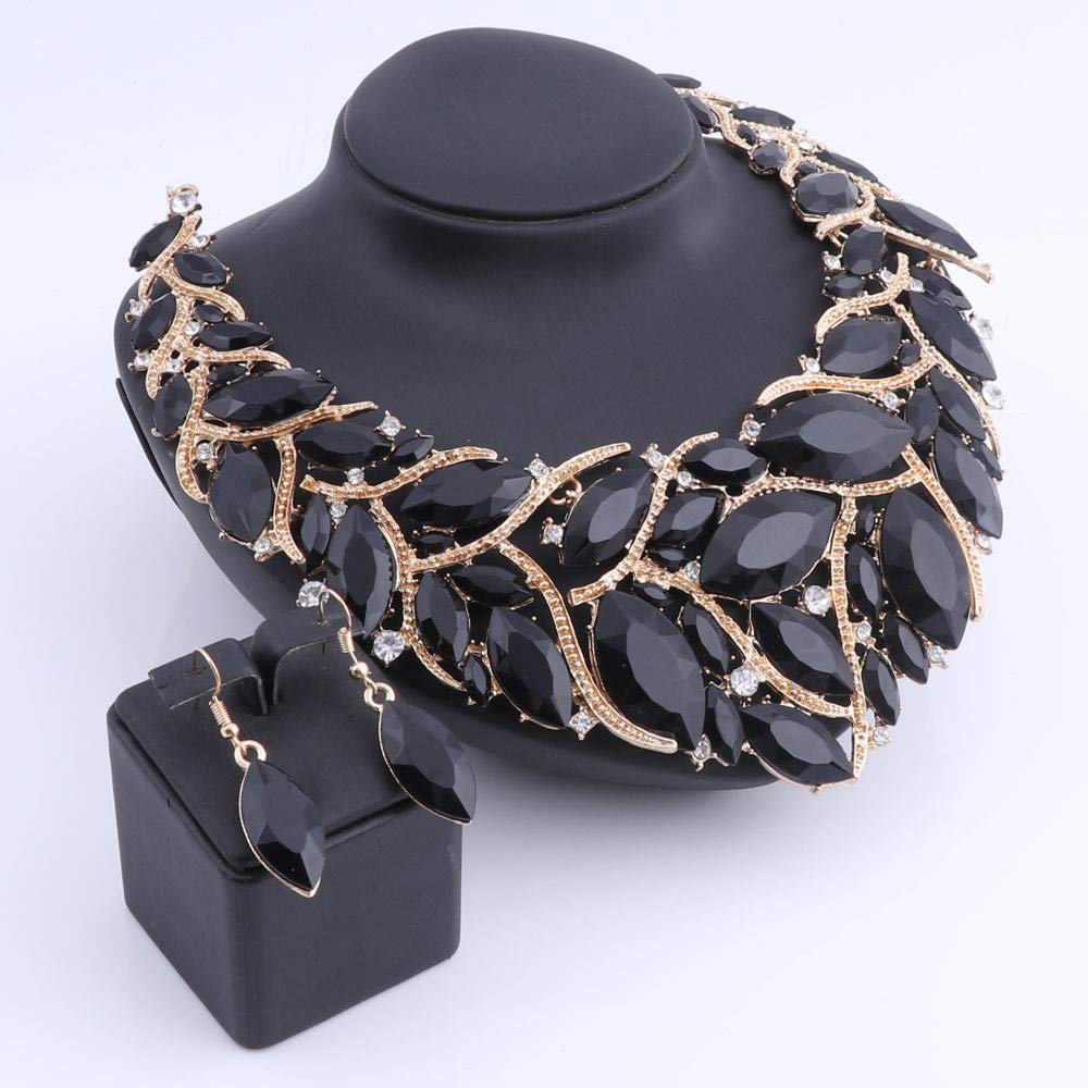 African Beads Jewelry Set for Women - Crystal Statement Necklace & Earrings Bridal Jewelry Set | Perfect for Weddings, Parties & Special Occasions