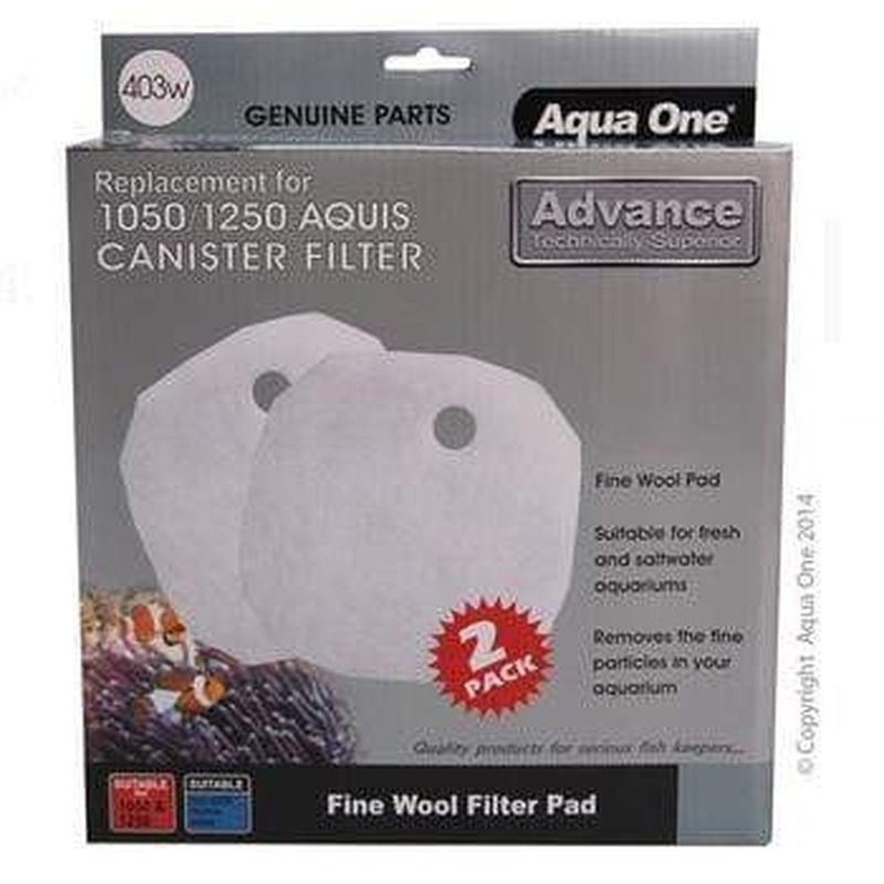Aqua One Wool 2-Pack 403w Filter Media for Aquis 1050/1250 & Grandview 290 Aquariums - High-Efficiency Water Filtration for Crystal Clear Fish Tanks (Perfect for Freshwater and Saltwater Aquariums)
