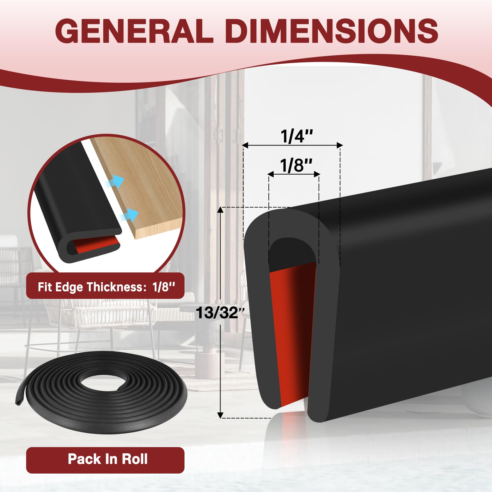 Self-Adhesive Rubber Edge Trim U Channel Seal Strip (1/8