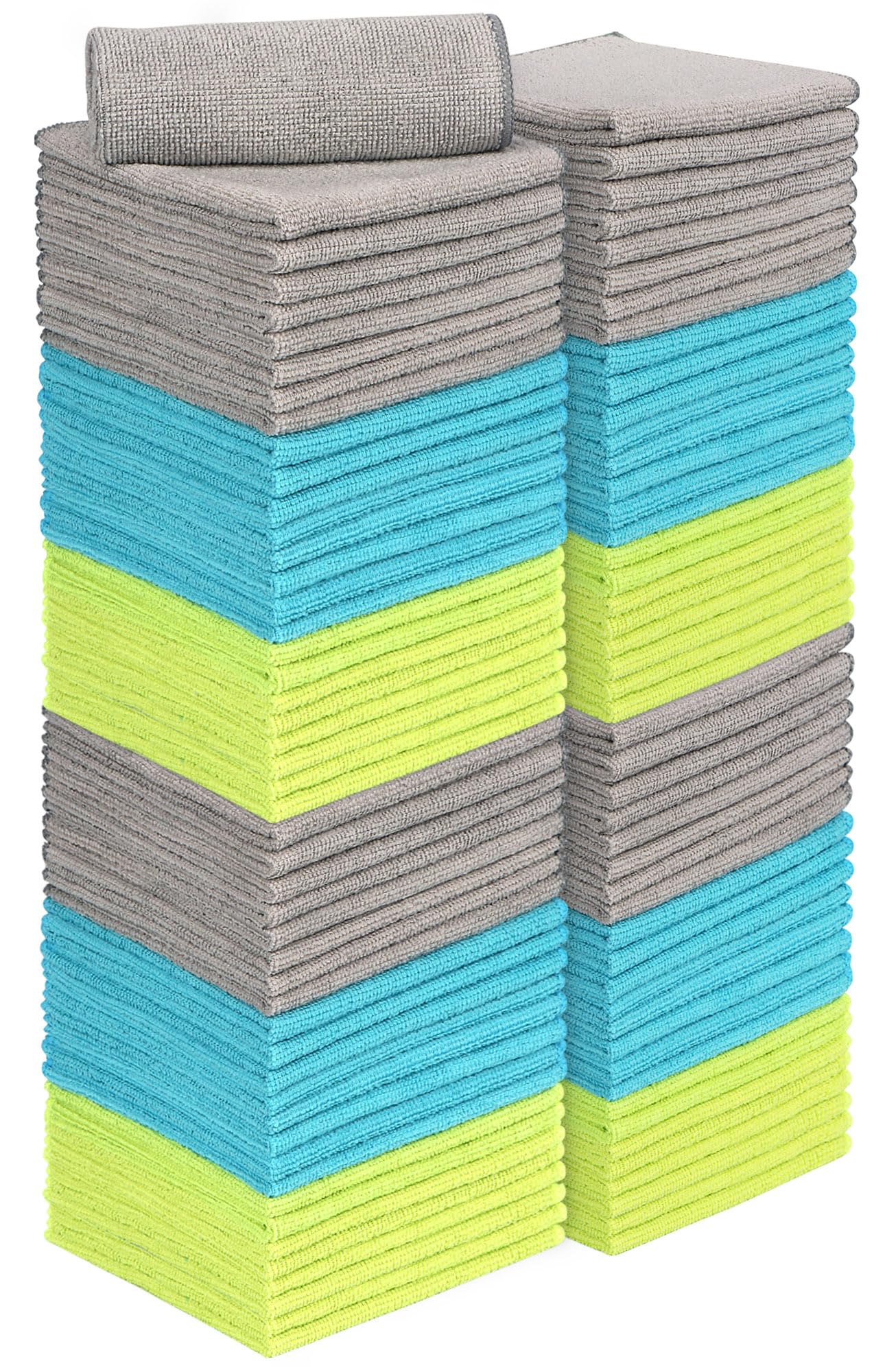 AIDEA 100-Pack Microfiber Cleaning Cloths - Super Absorbent, Lint-Free, Streak-Free Cleaning Towels (12x12 Inch) for House, Kitchen, Car, Windows & Electronics - Perfect for Dusting, Polishing & Glass Cleaning
