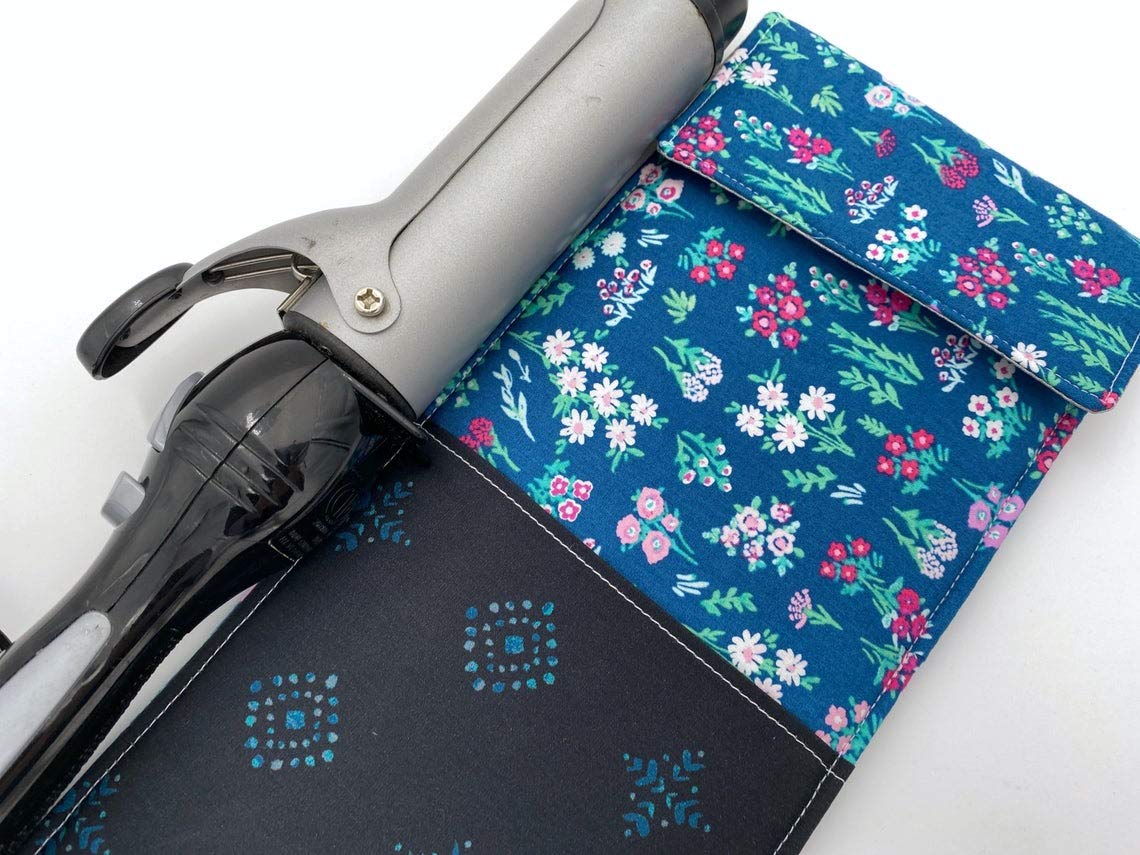Heat Resistant Curling Iron Holder & Flat Iron Case - Aquarelle Floral Design for Hair Styling Tools | Perfect for Travel, Salon, and Home Use