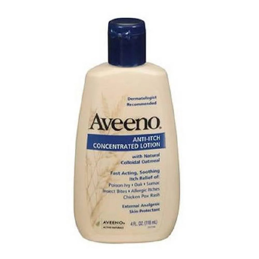 Aveeno Anti Itch Concentrated Lotion for Dry & Itchy Skin, 4 fl oz - Soothes & Moisturizes for Daily Relief | Perfect for Eczema, Sunburn & Insect Bites