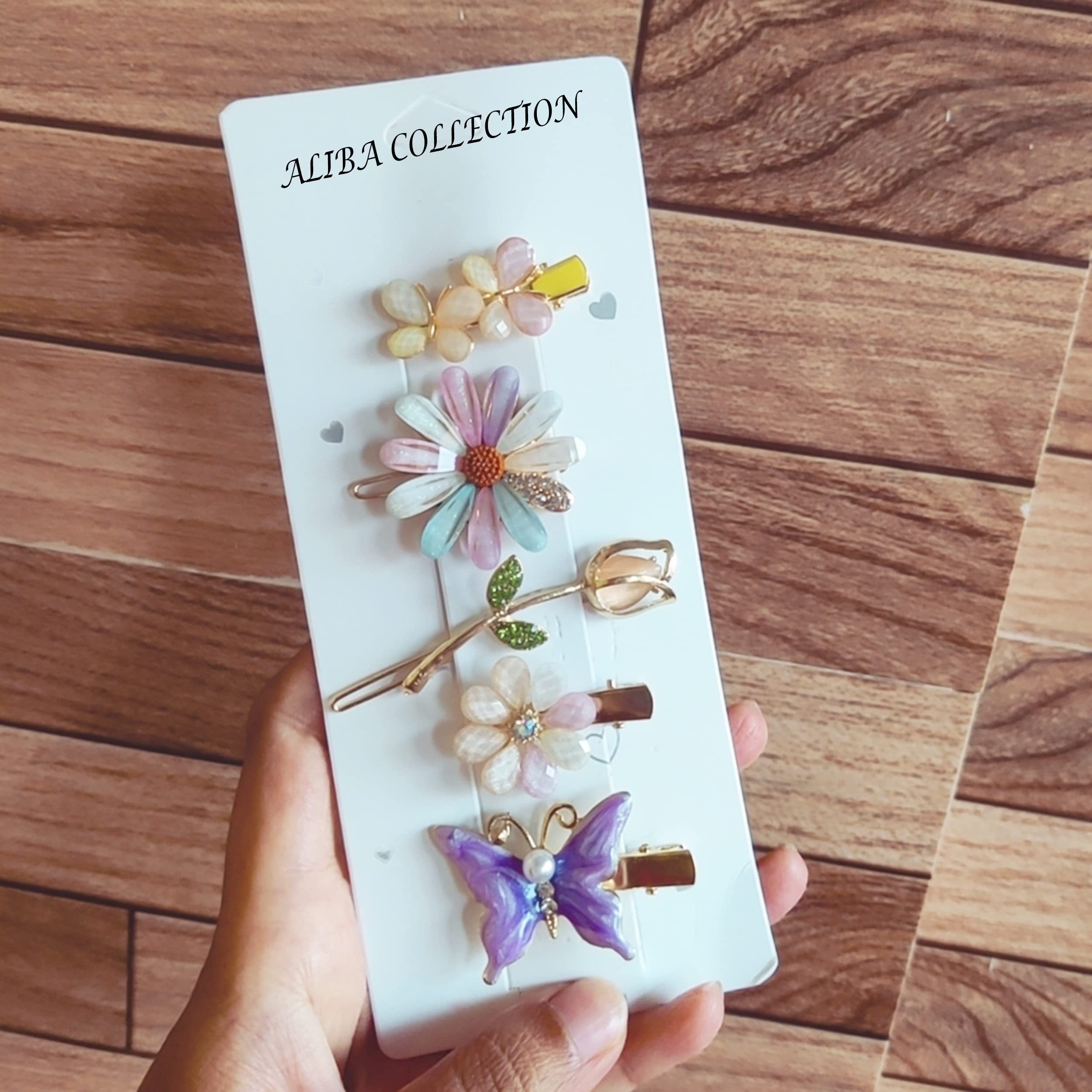 Korean Style Hair Clips for Women & Girls - Floral & Butterfly Hairpins Set of 5 | Elegant Hair Accessories for Parties, Weddings & Daily Wear