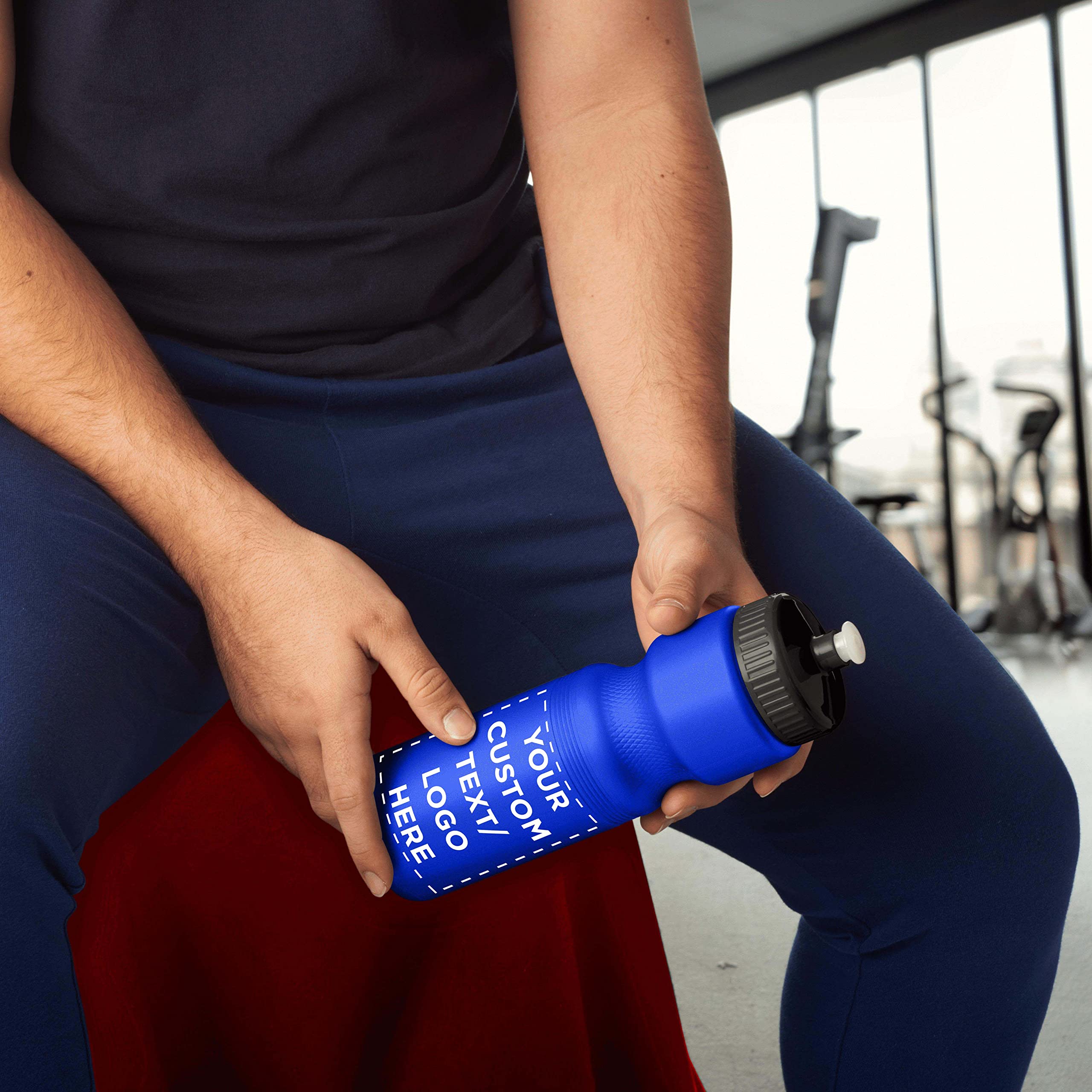 28 oz. Custom Push Cap Plastic Water Bottles - Bulk Pack of 50 - Personalized Water Bottles for Gym, Hiking, Camping & Outdoor Sports - Reflex Blue - Ideal for Team Events, Corporate Gifts & Promotional Giveaways