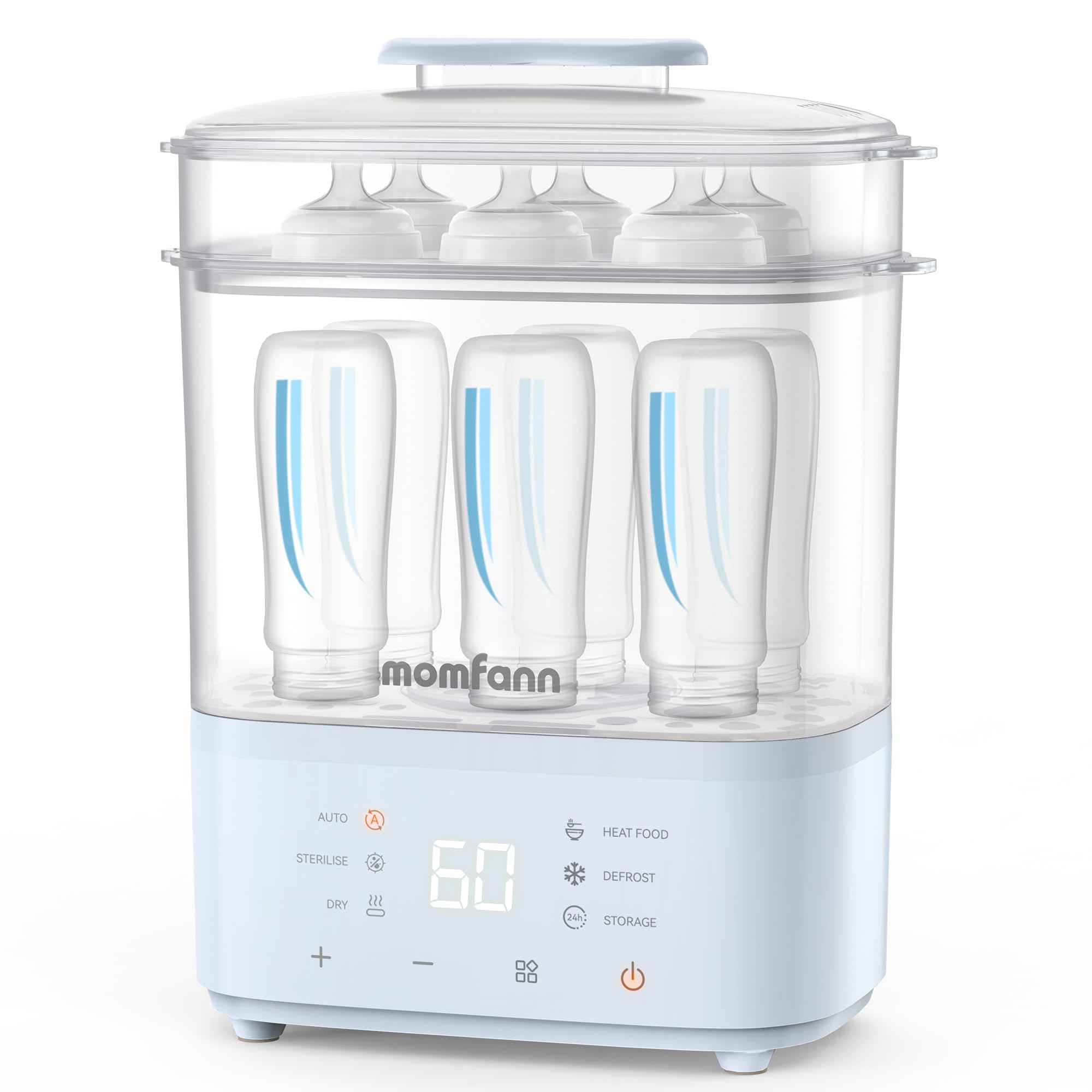 8-in-1 Electric Baby Bottle Sterilizer and Dryer | Steam Sterilizer for Bottles, Pacifiers & Breast Pump Parts | BPA-Free & Fast Drying | Perfect for Nursery, Travel & Daycare (Blue)