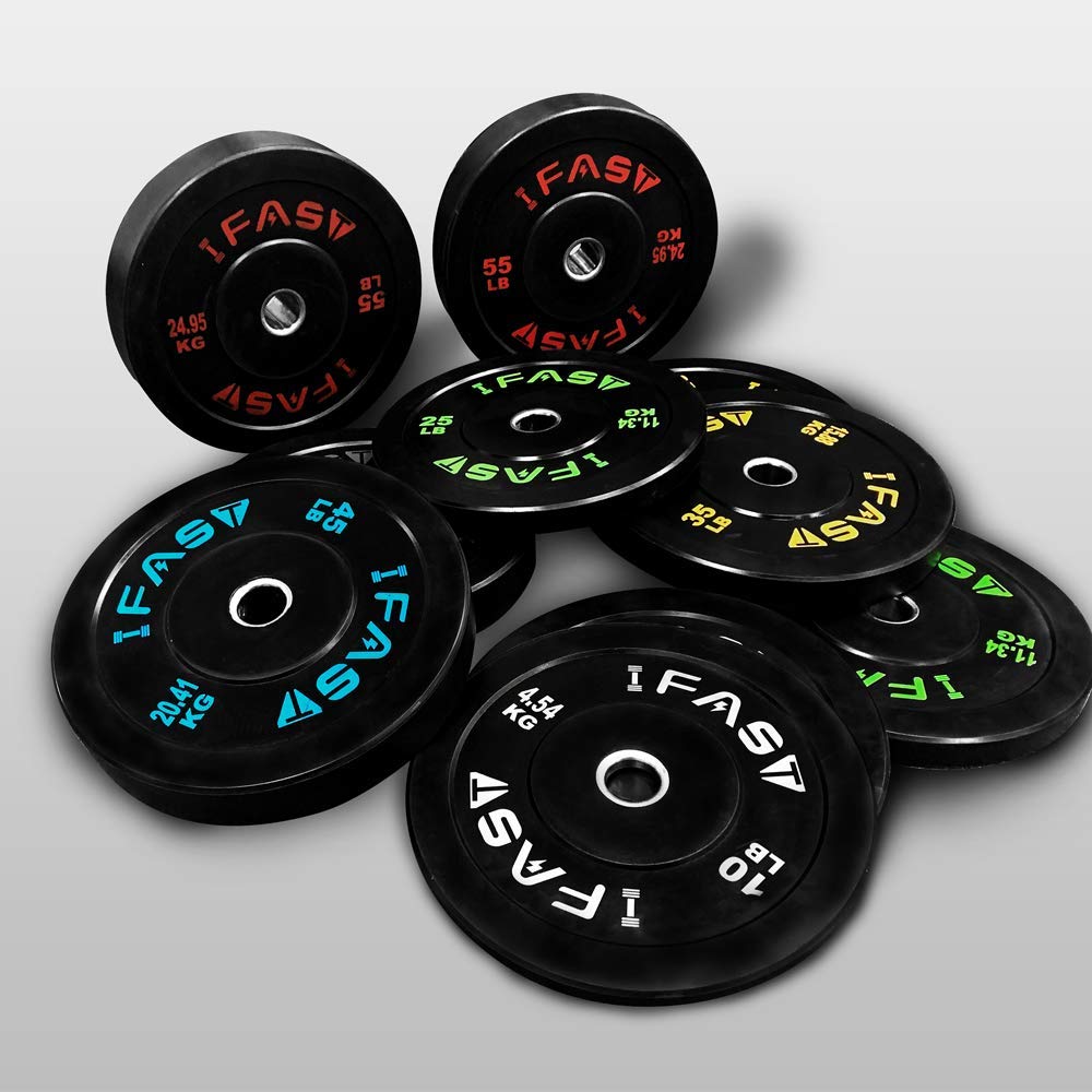 Olympic Weight Plates Set - 10lb/15lb/25lb/35lb/45lb/55lb Rubber Bumper Plates with 2 Inch Steel Insert for Weightlifting, CrossFit, Powerlifting & Home Gym Workouts - Perfect for Strength Training, Deadlifts, Squats and Bench Press Exercises
