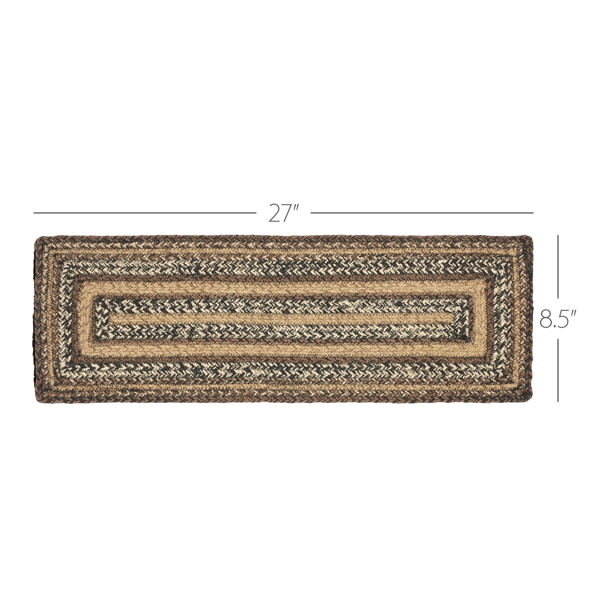 VHC Brands Espresso Stair Tread - Jute Blend Rectangular Stair Treads in Brown, Black, Tan & White - 8.5 x 27 Inches - Non-Slip Staircase Cover for Home, Office & Commercial Use