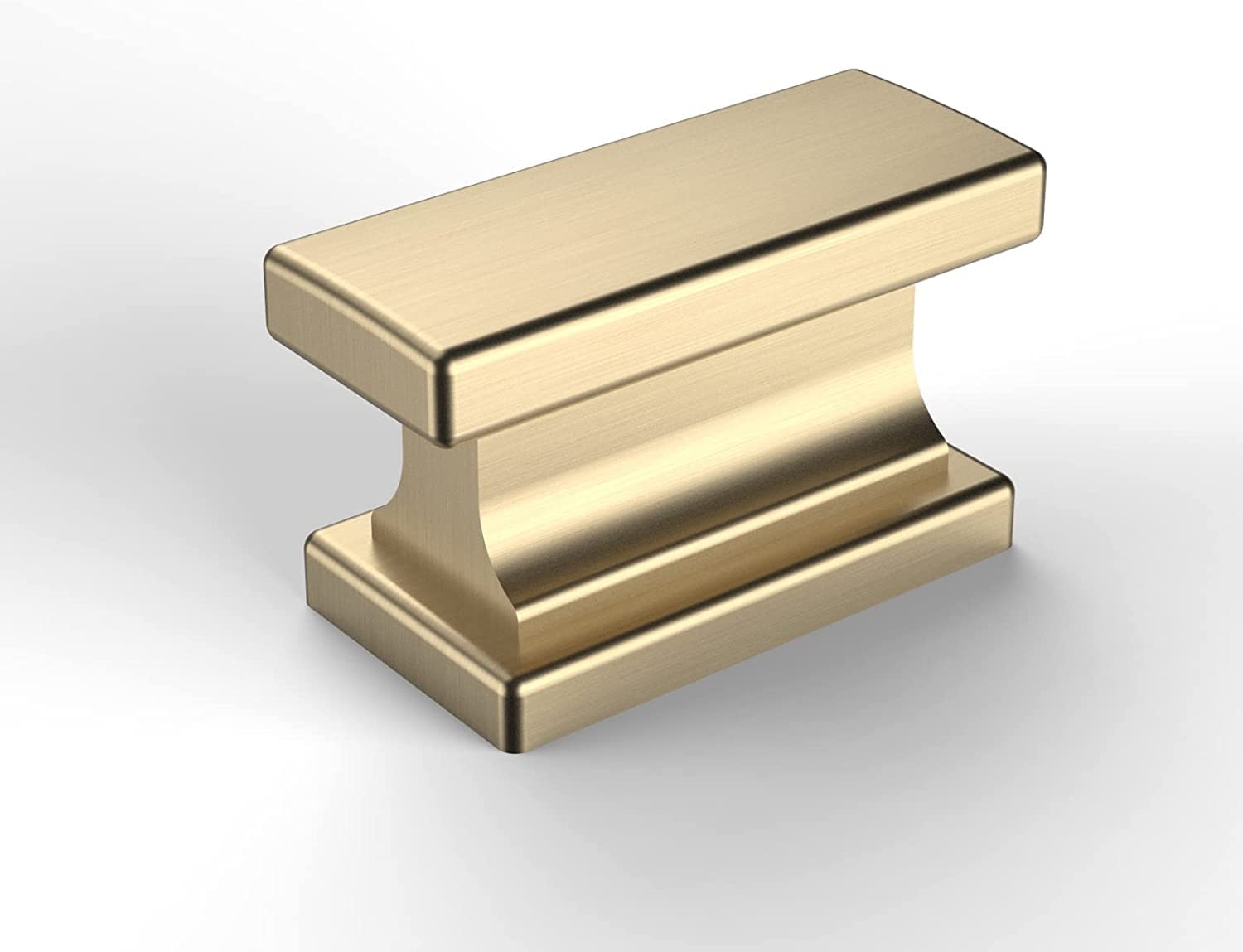 Amerdeco 30 Pack 1.46 Inch (37mm) Brushed Brass Cabinet Knobs - Single Hole Rectangle Dresser Handles & Drawer Pulls for Bathroom, Kitchen, Bedroom Furniture (Gold Finish)