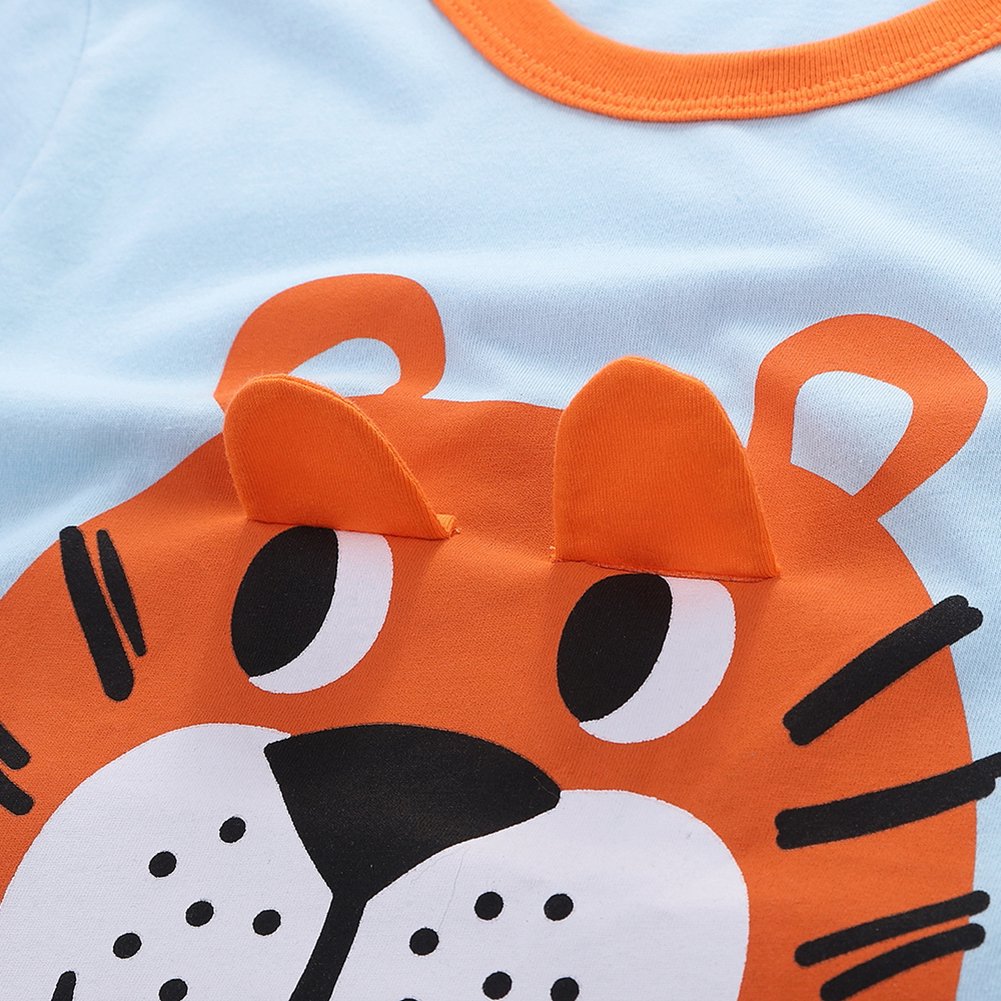 Trendy Boys' Adorable Cartoon Lion Graphic Embroidered Stylish T-Shirt - Soft Cotton Tee for Kids Playdates, School & Casual Outings