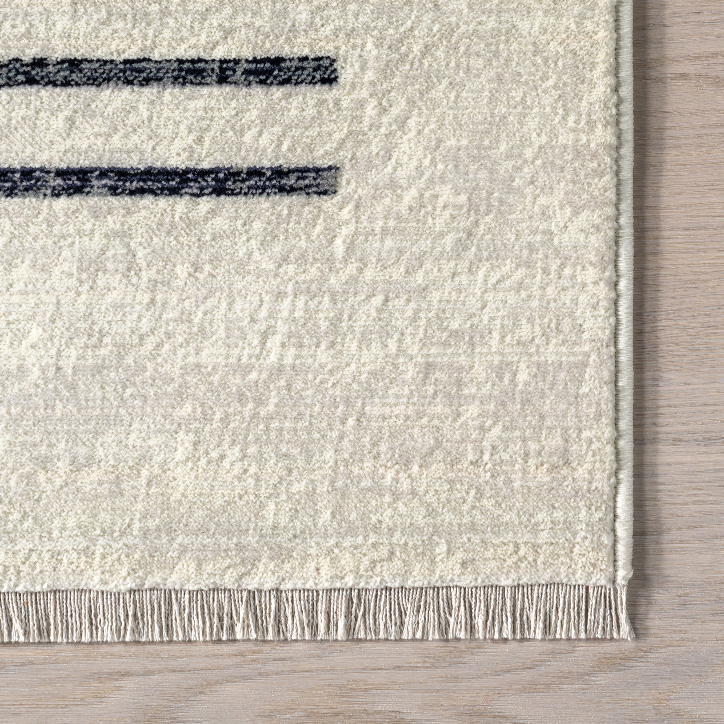 Anette Block Striped Rug - Soft Beige Area Rug for Living Room, Bedroom, Nursery - Non-Slip & Washable Modern Home Decor