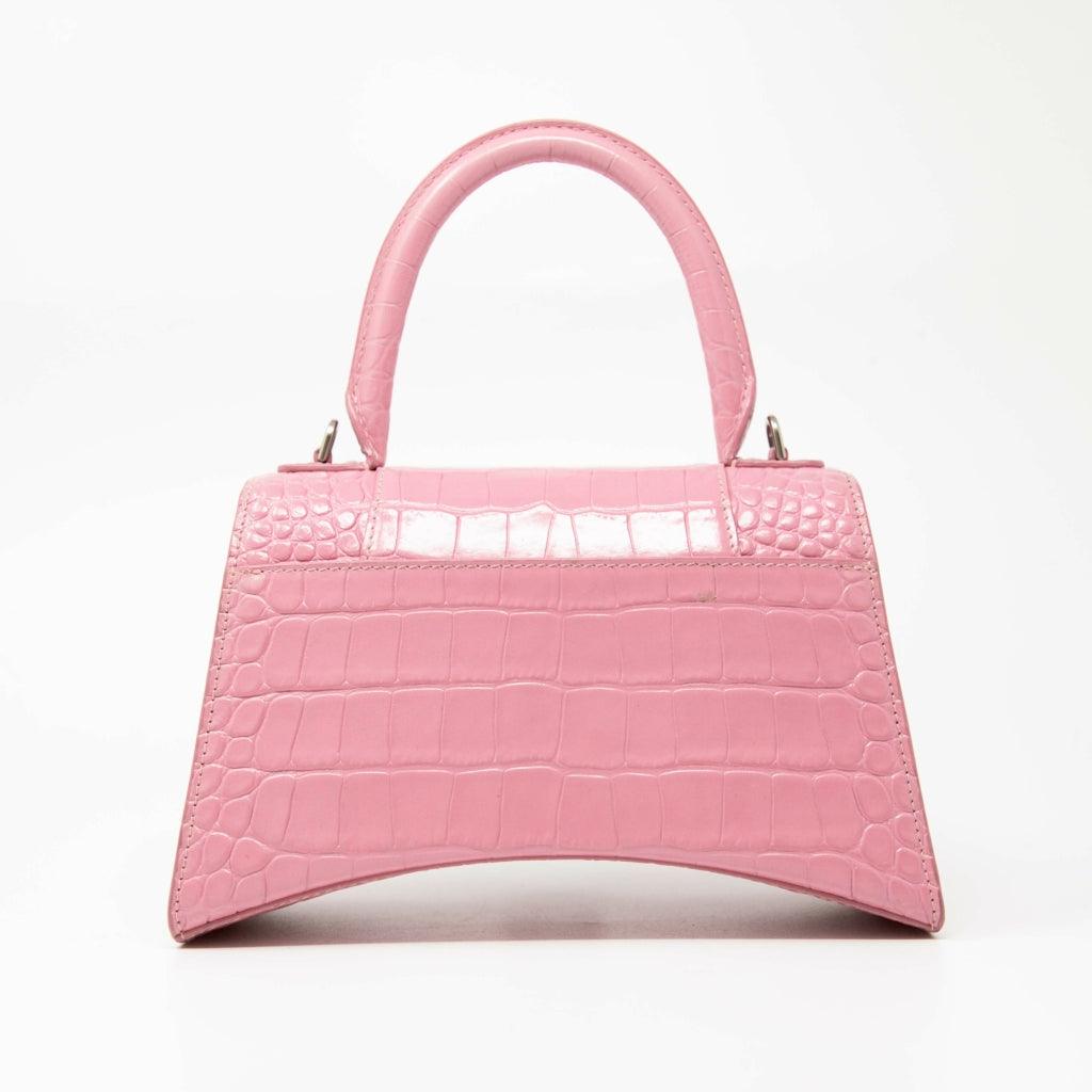 Balenciaga Small Pink Crocodile Hourglass Bag - Luxury Designer Handbag for Women, Perfect for Parties, Dates & Evening Events