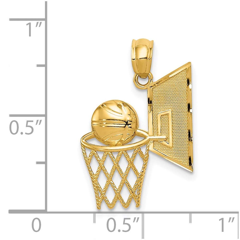 14k Yellow Gold Basketball Hoop Pendant - Perfect for Sports Fans & Jewelry Lovers