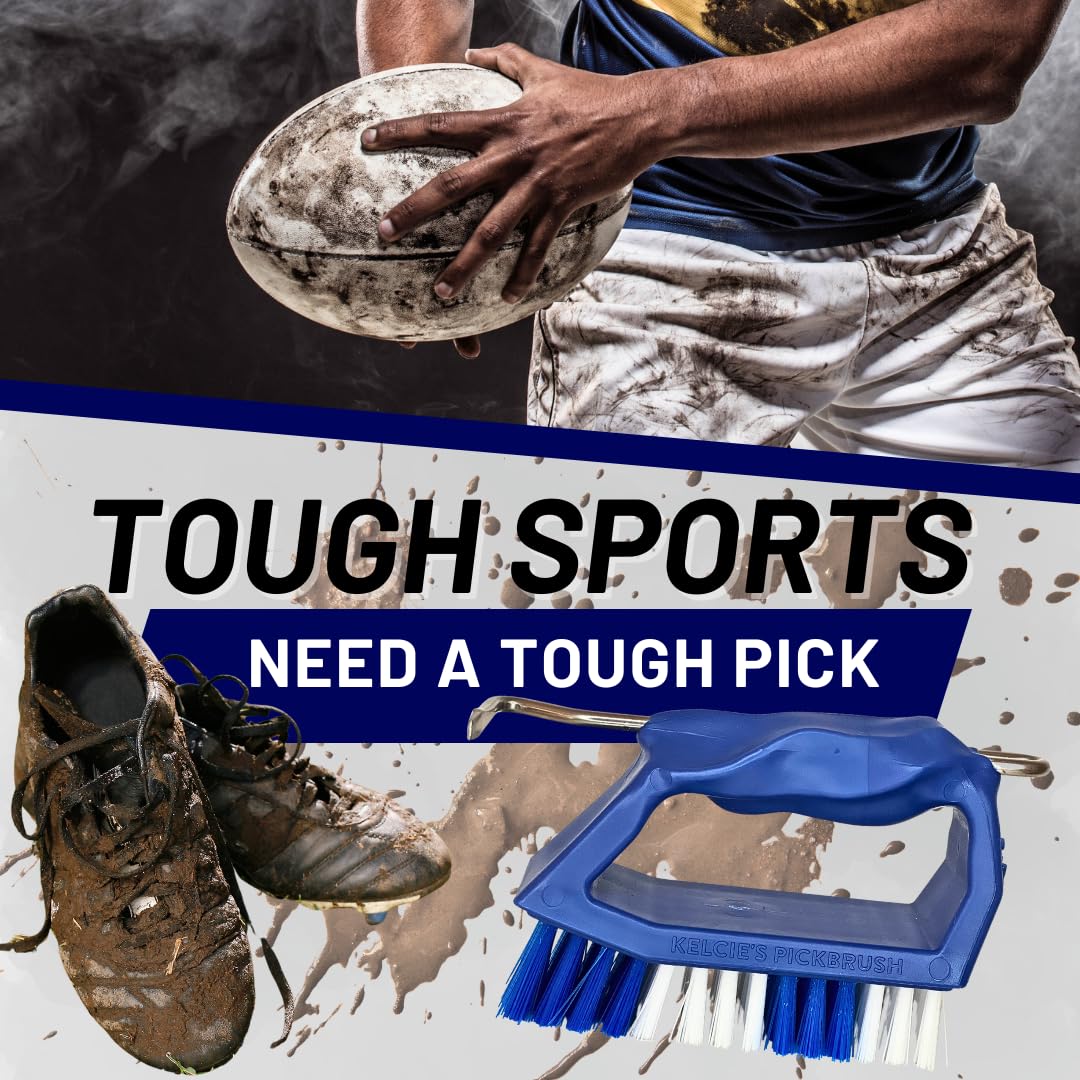 Kelcie's Heavy-Duty Handheld Shoe Cleaning Brush with Pick - Stiff Bristle Boot Brush & Cleat Cleaner for Golf, Soccer, Baseball, Hiking & Outdoor Sports - Quickly Remove Mud, Dirt & Debris from Shoes - Perfect for Garage, Locker Room & Travel Use