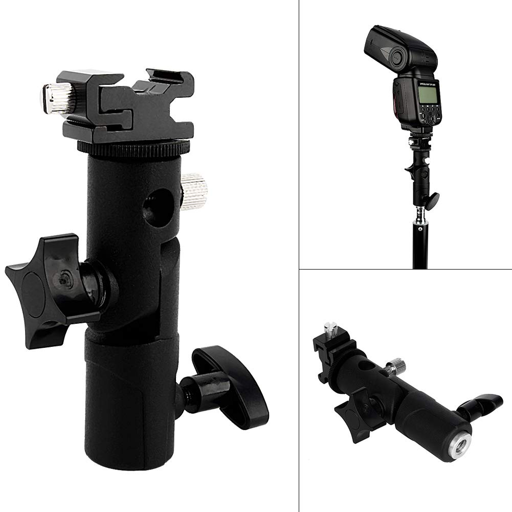 Adjustable Flash Stand Bracket & Shoe Mount - Compatible with 3/8'' Tripod Ball Heads & 5/8'' Light Stands - Perfect for Photography, Videography & Studio Lighting Setups